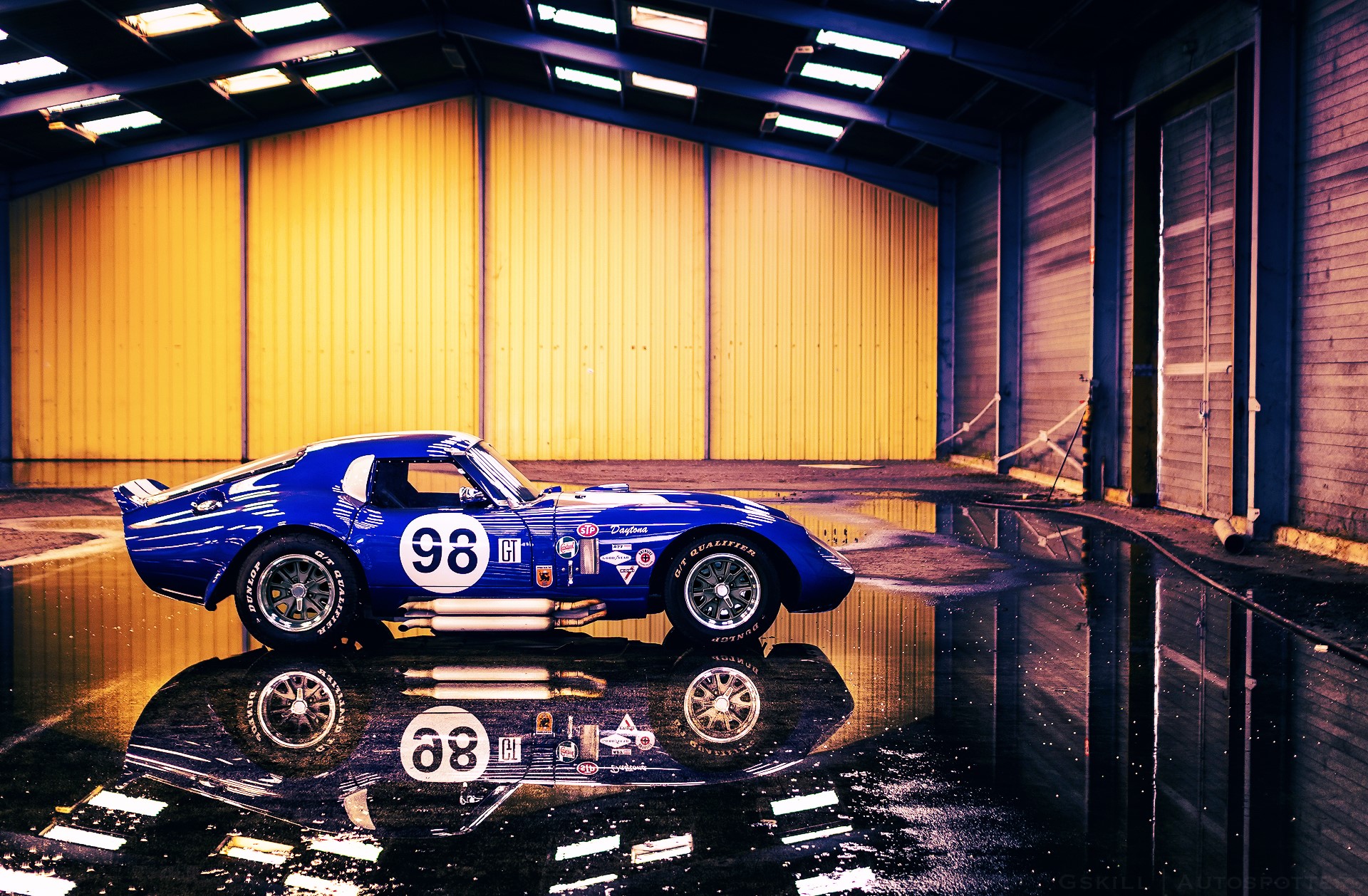 Blue Cobra Daytona CSX2300 race car in a garage HD Wallpaper