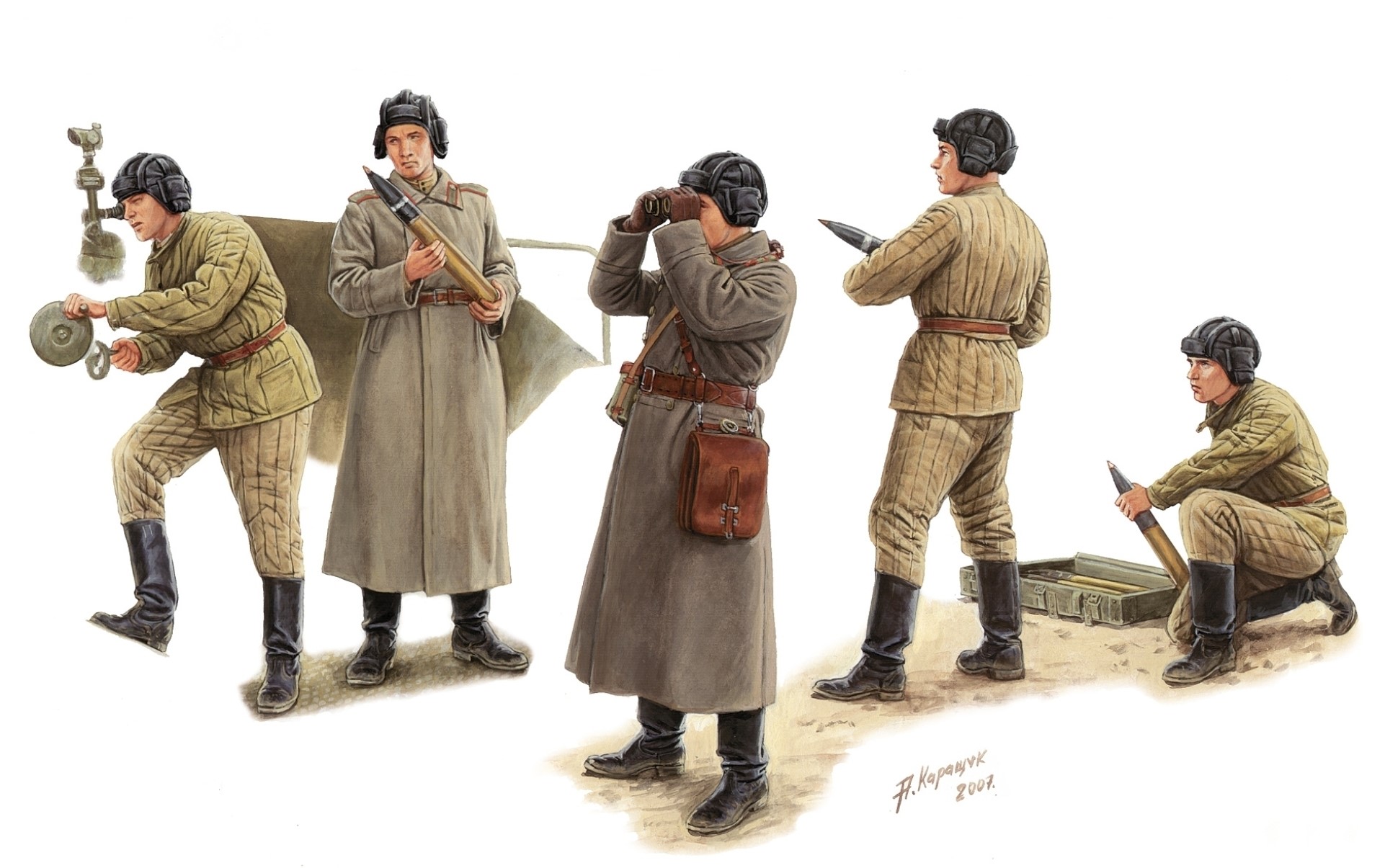 Soviet soldiers with artillery shells and equipment HD Wallpaper