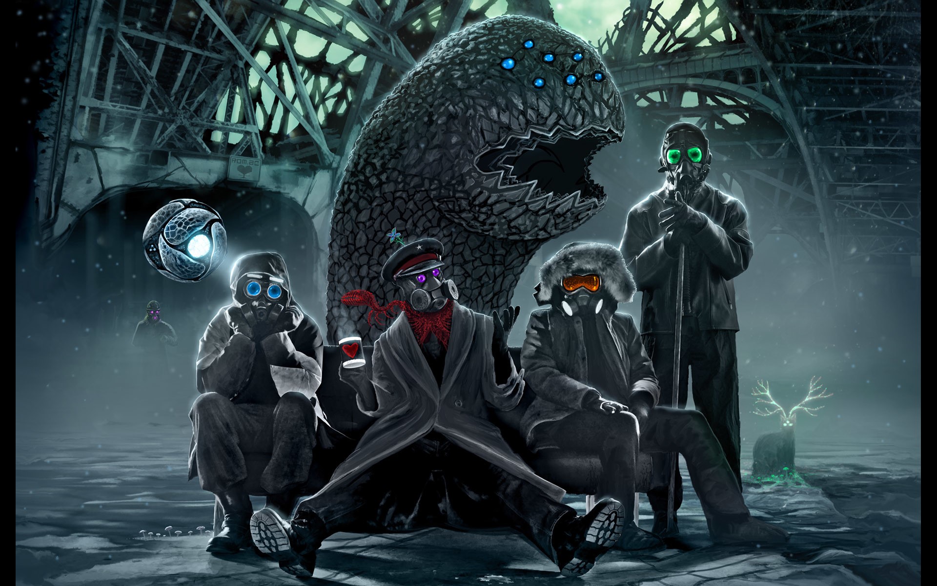 Romantically Apocalyptic characters with a monster HD Wallpaper