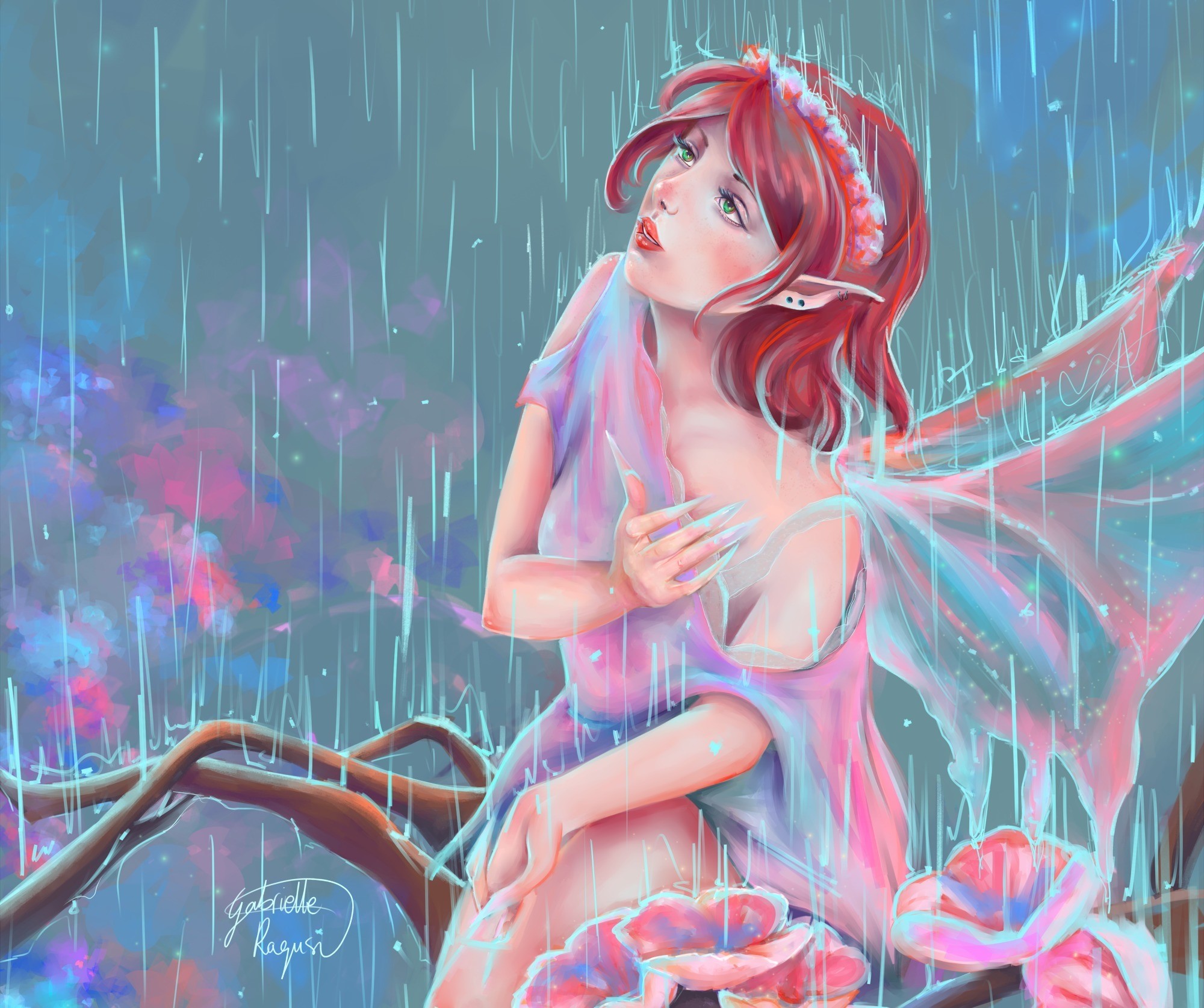 Fairy in the rain HD Wallpaper
