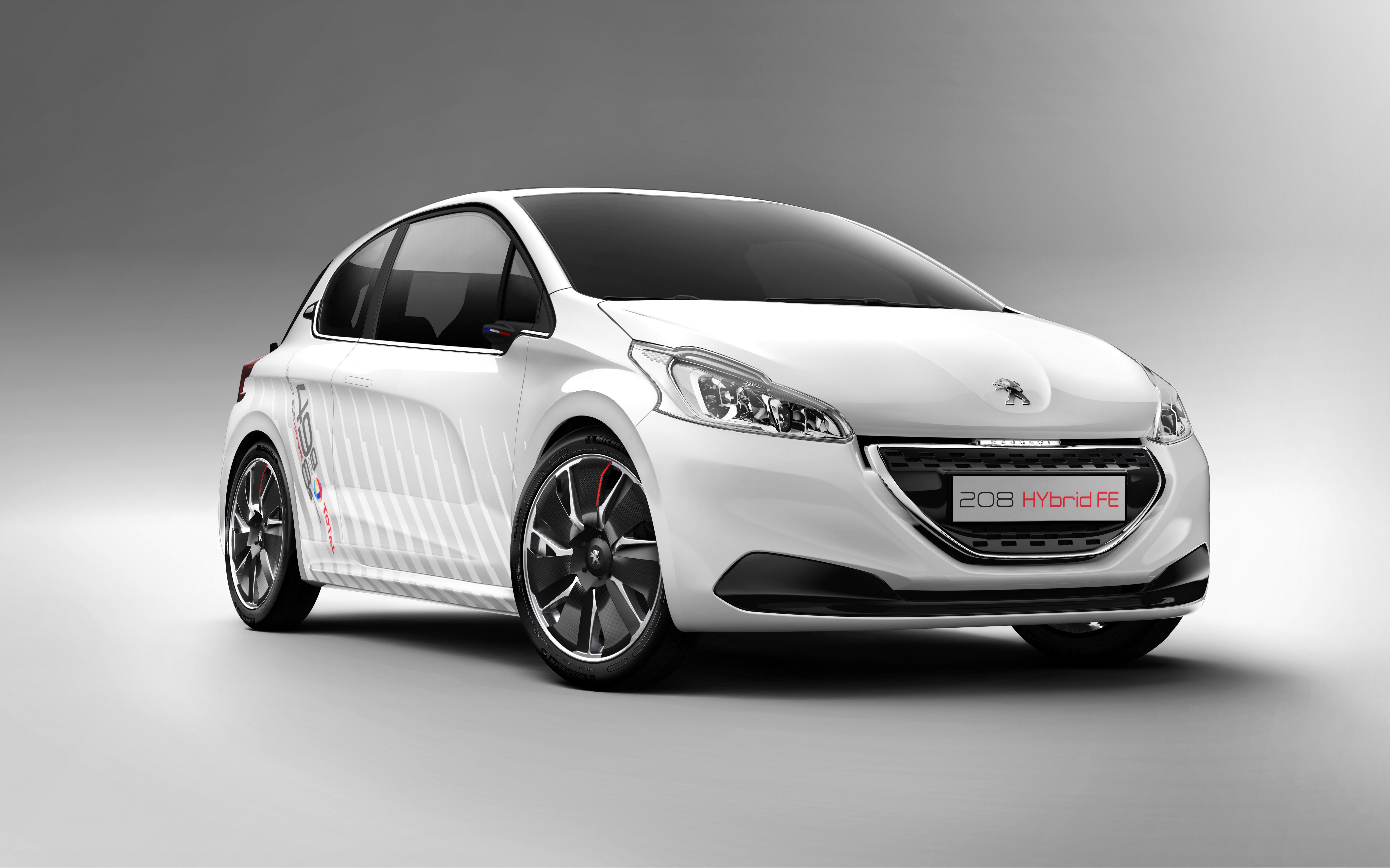 White Peugeot 208 Hybrid FE concept car HD Wallpaper