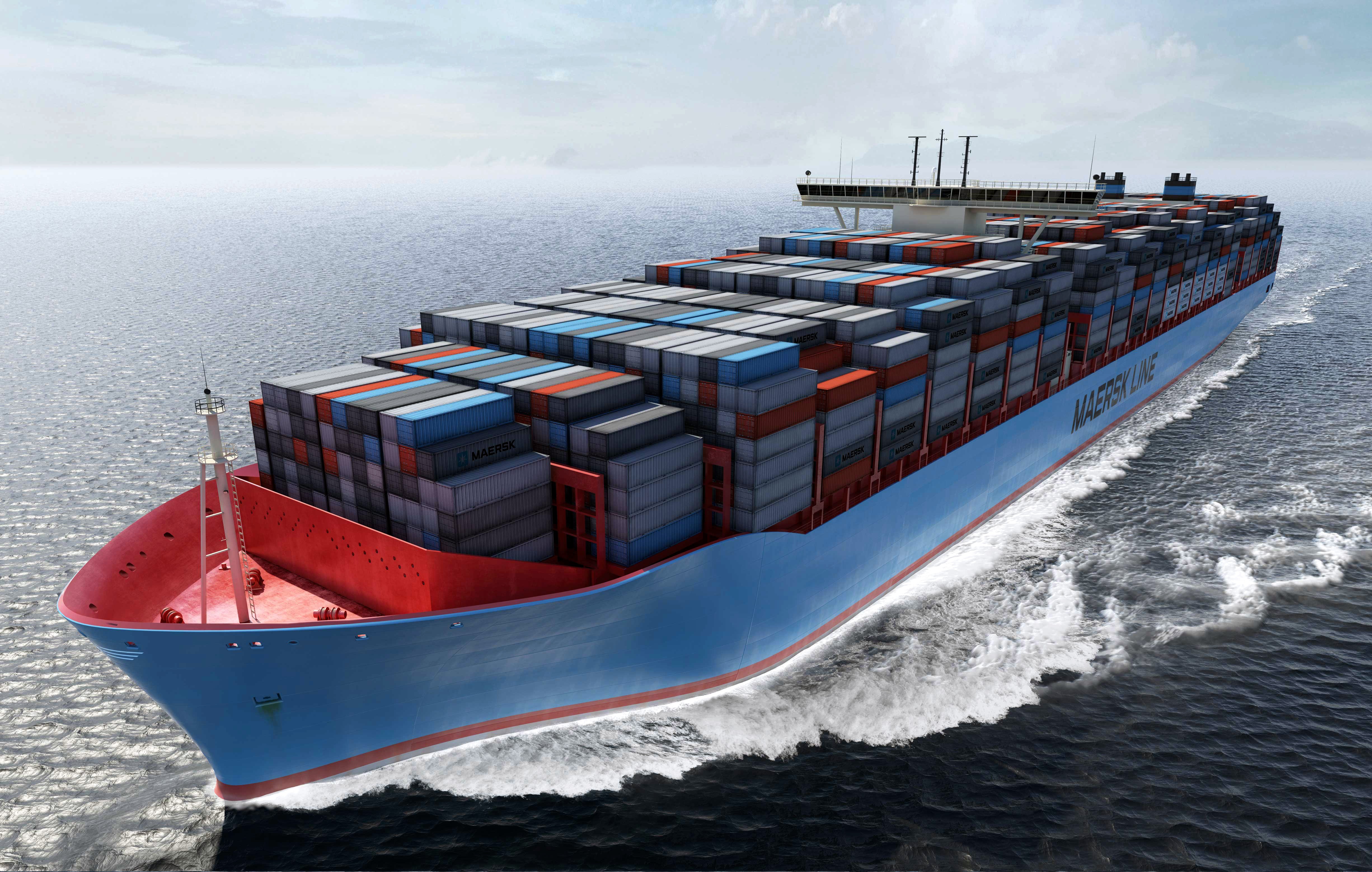 4K Maersk Container Ship Sailing on the Ocean HD Wallpaper