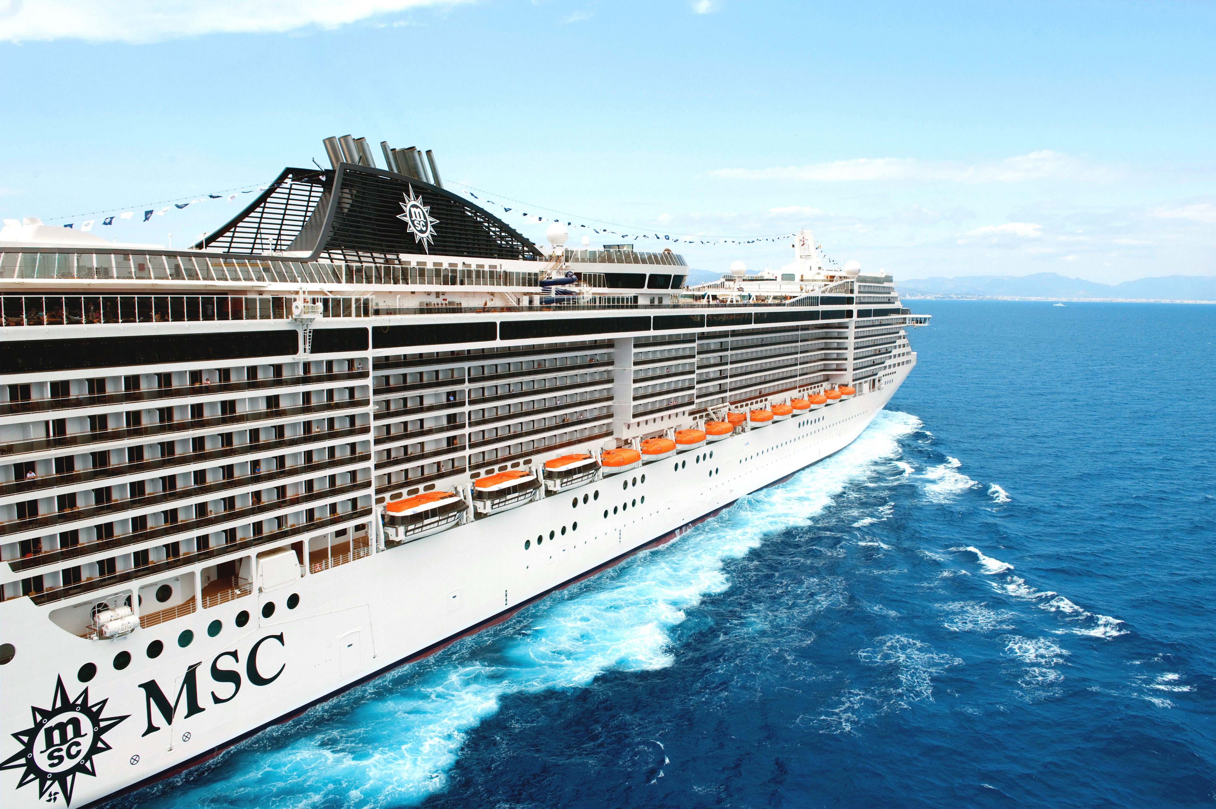 MSC Splendida cruise liner sailing on the ocean HD Wallpaper