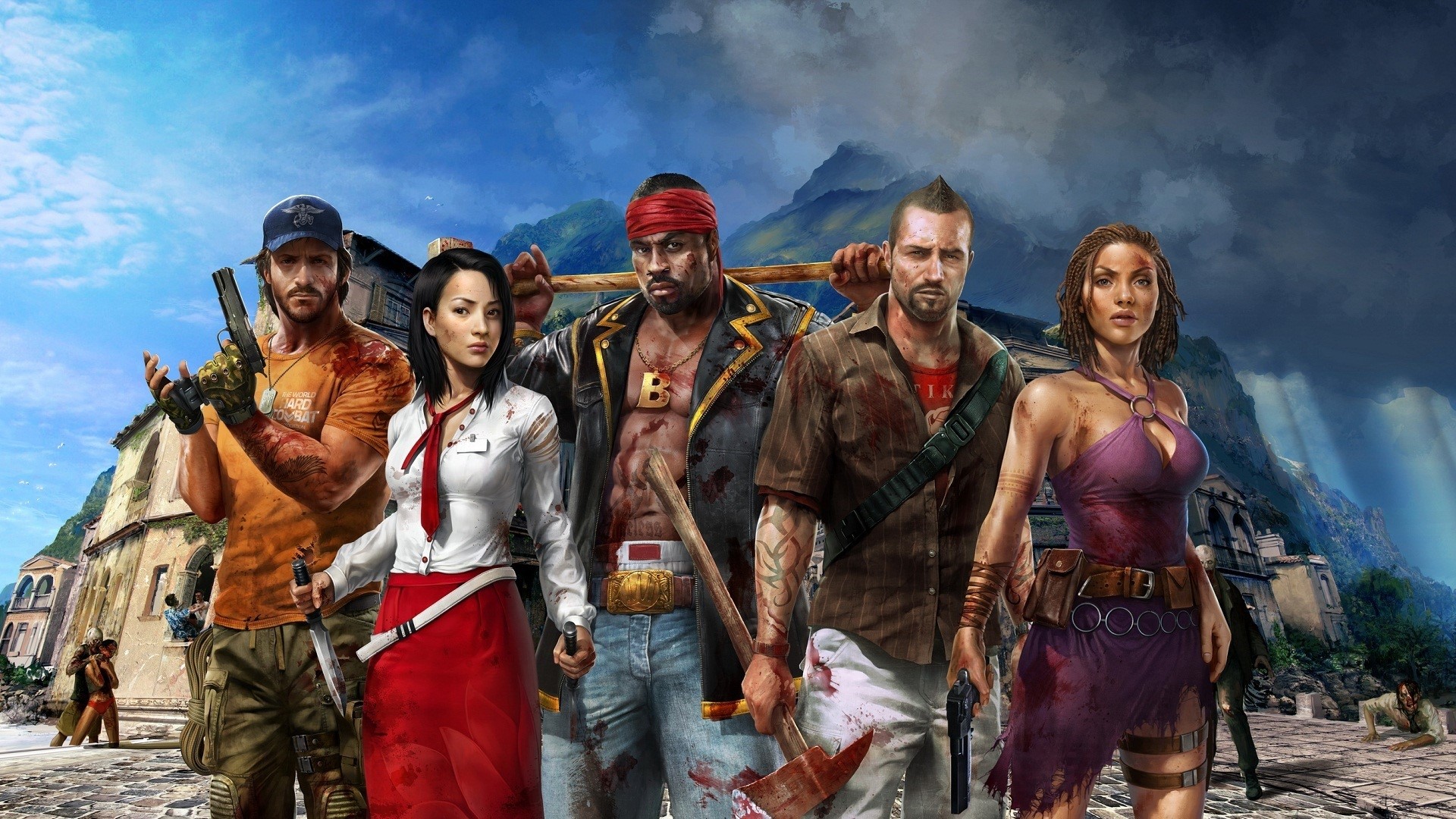 Dead Island group of survivors with weapons HD Wallpaper