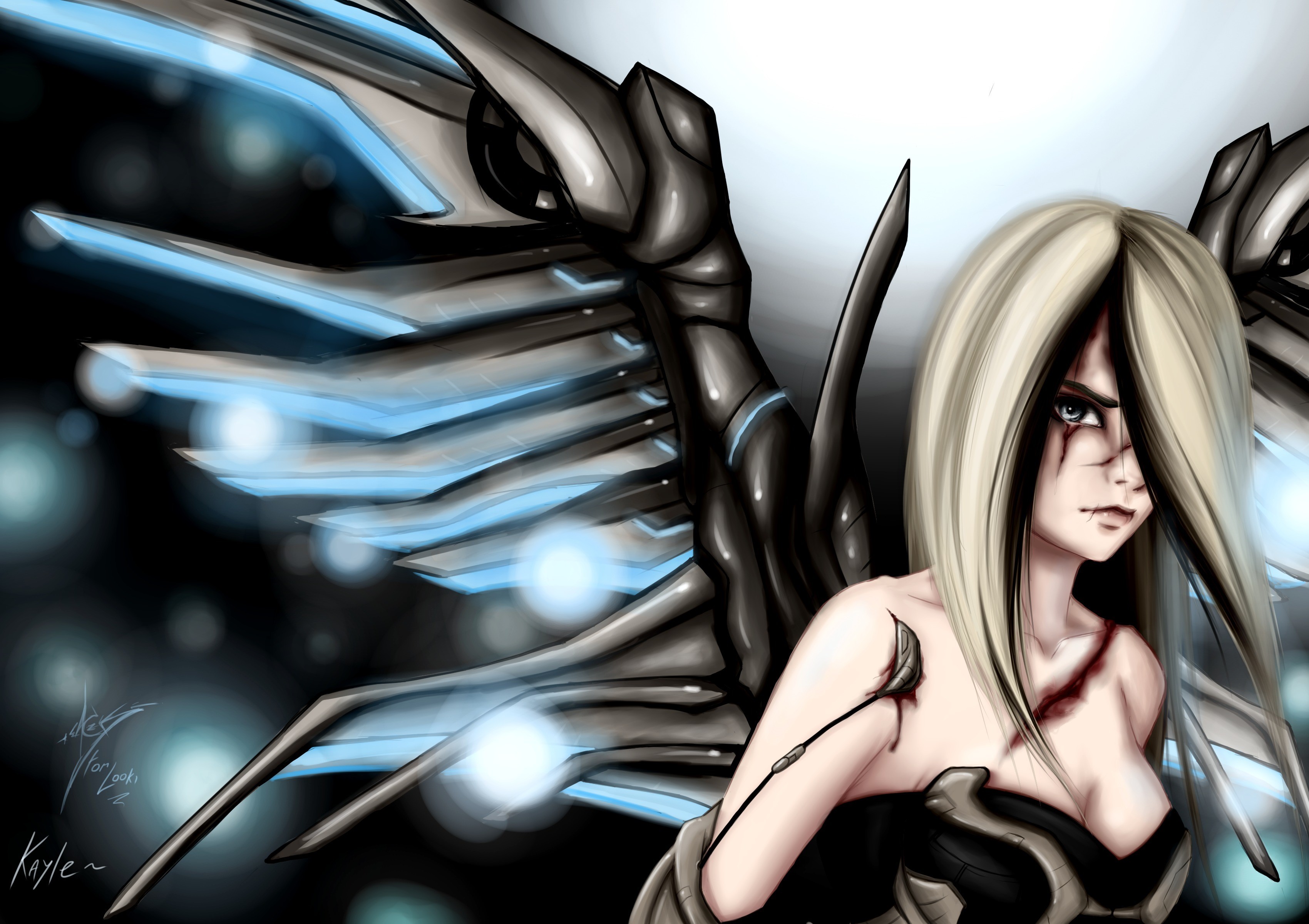 Kayle from League of Legends with mechanical wings HD Wallpaper