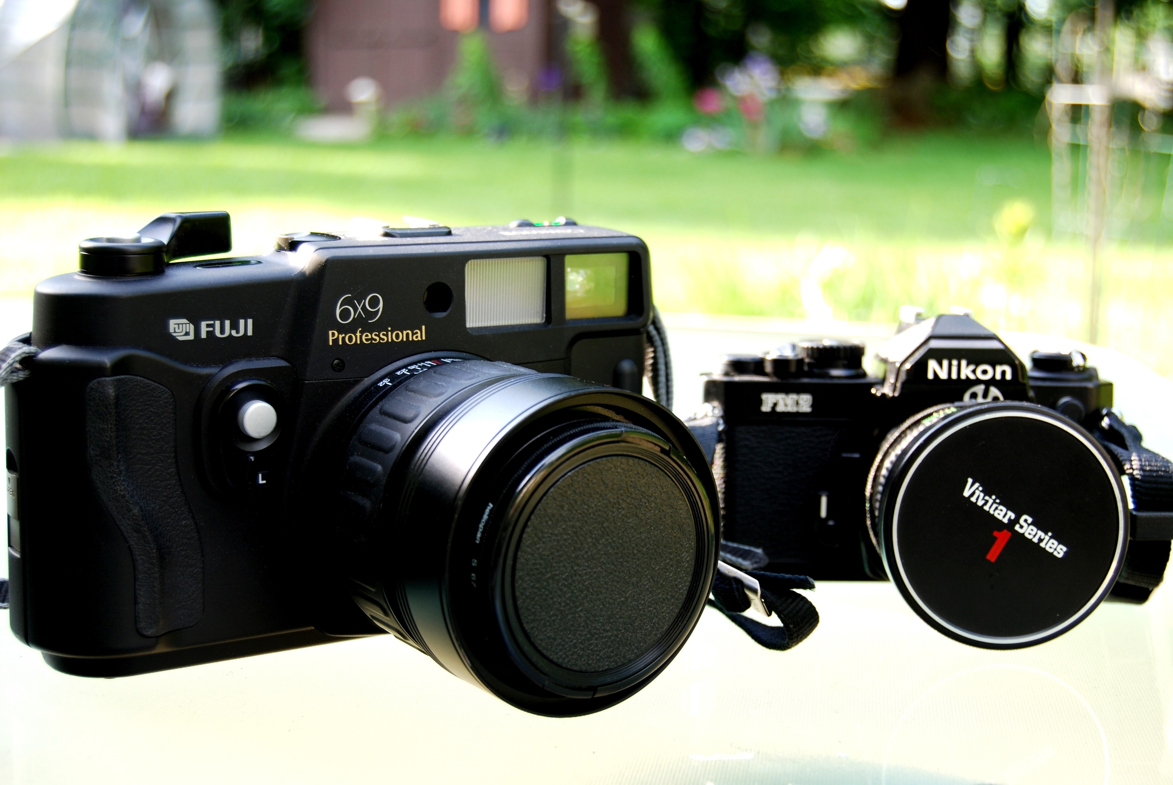 Fuji 6x9 Professional and Nikon FM2 Cameras HD Wallpaper
