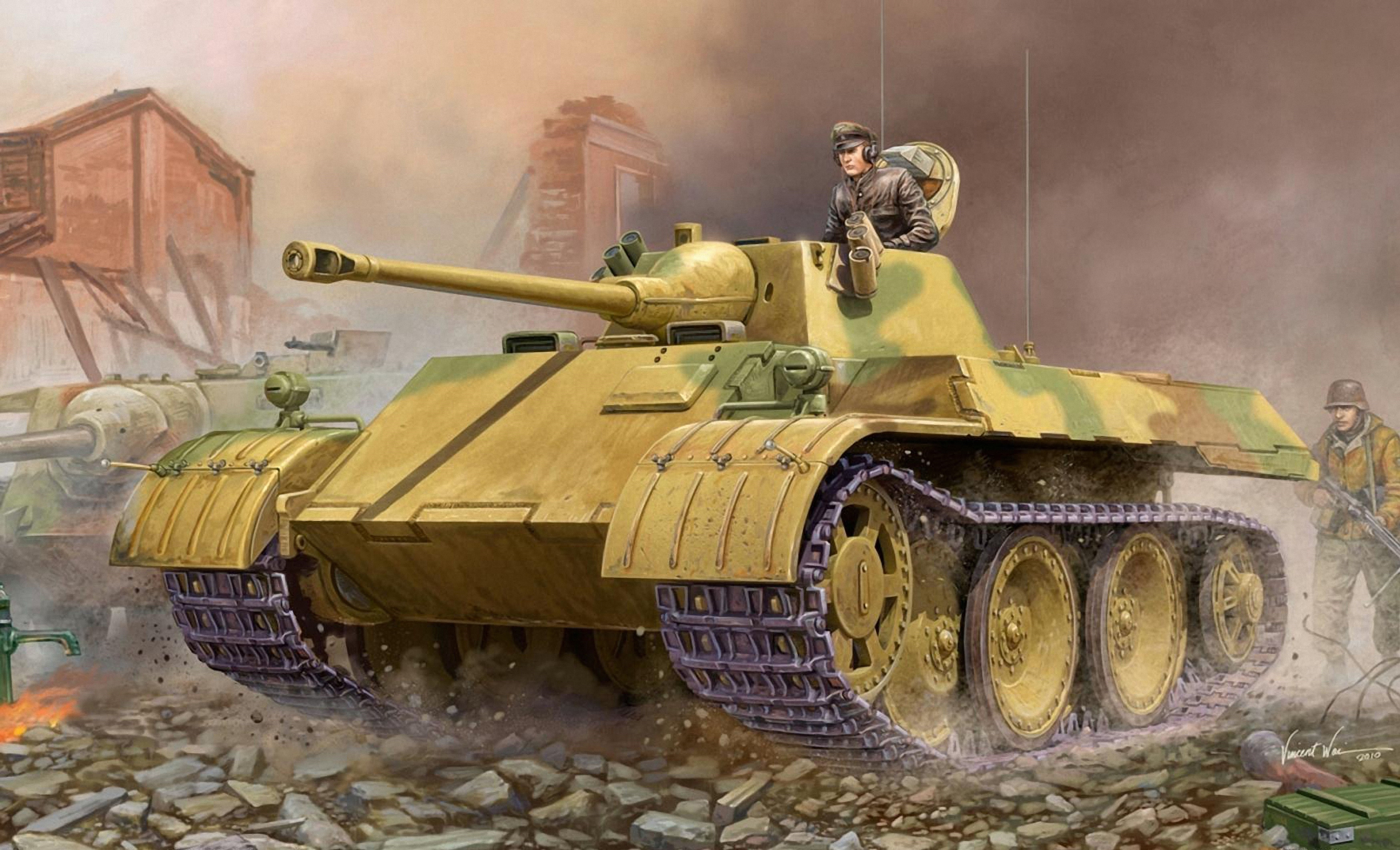 Painting of VK 1602 Leopard tank HD Wallpaper