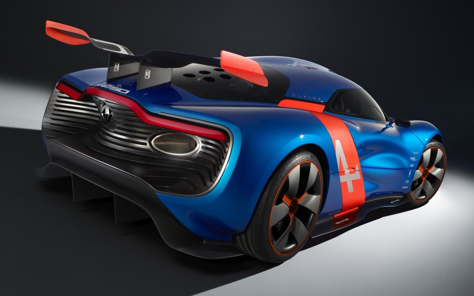 Blue Alpine A110-50 concept car with orange accents HD Wallpaper