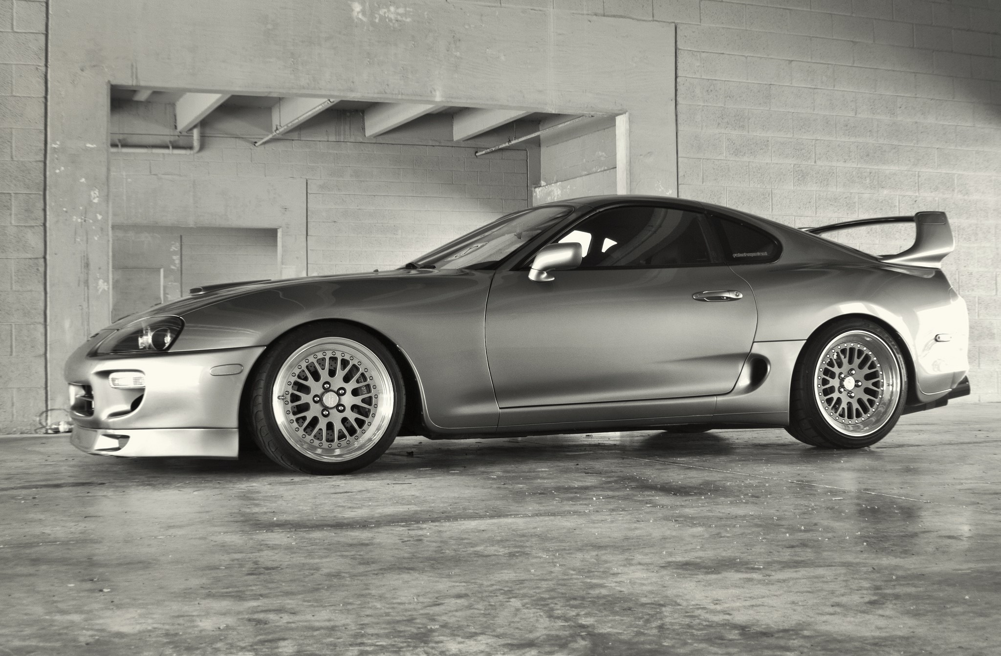 Silver Toyota Supra with custom wheels HD Wallpaper
