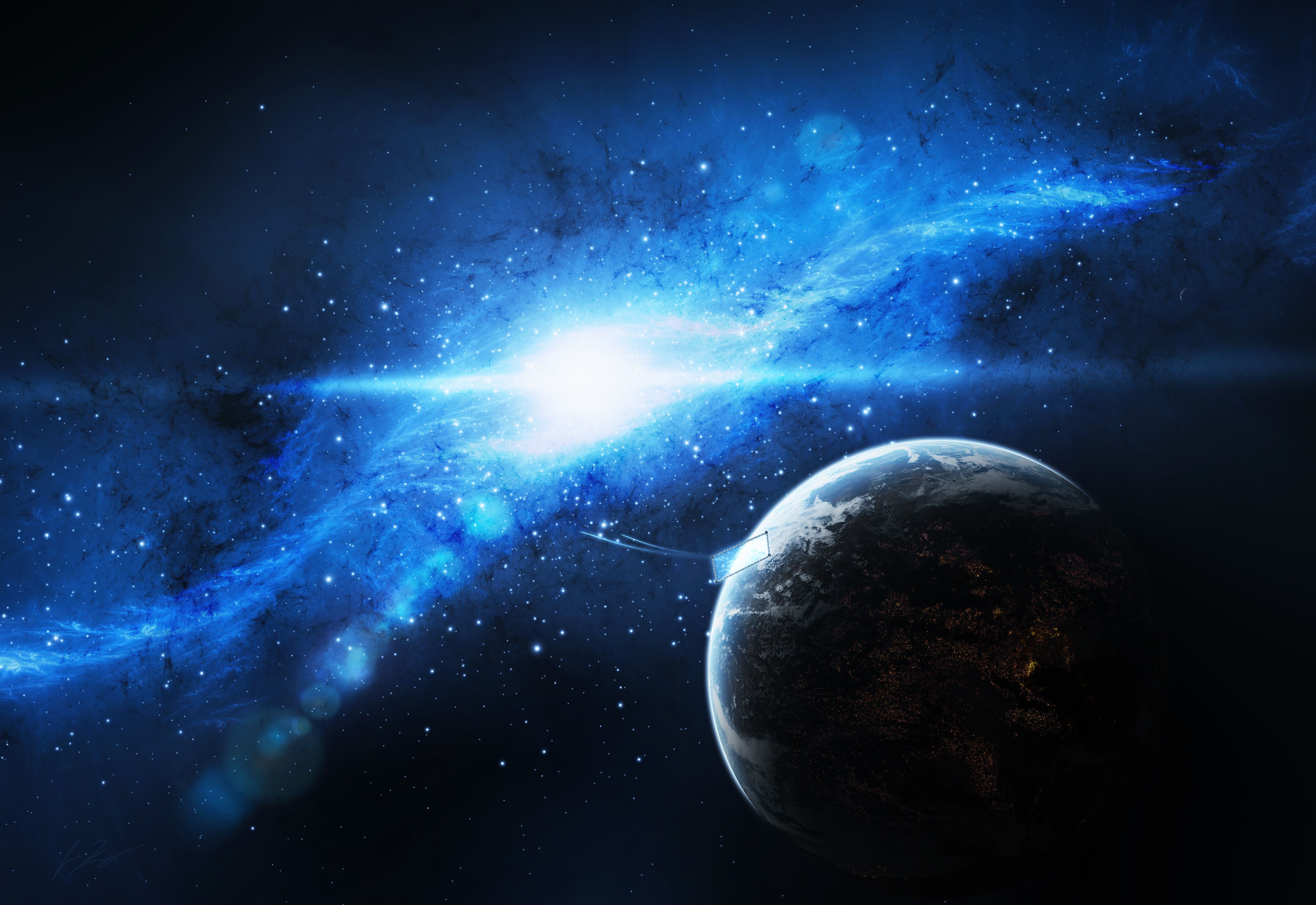 4K Space Scene with Planet and Nebula HD Wallpaper