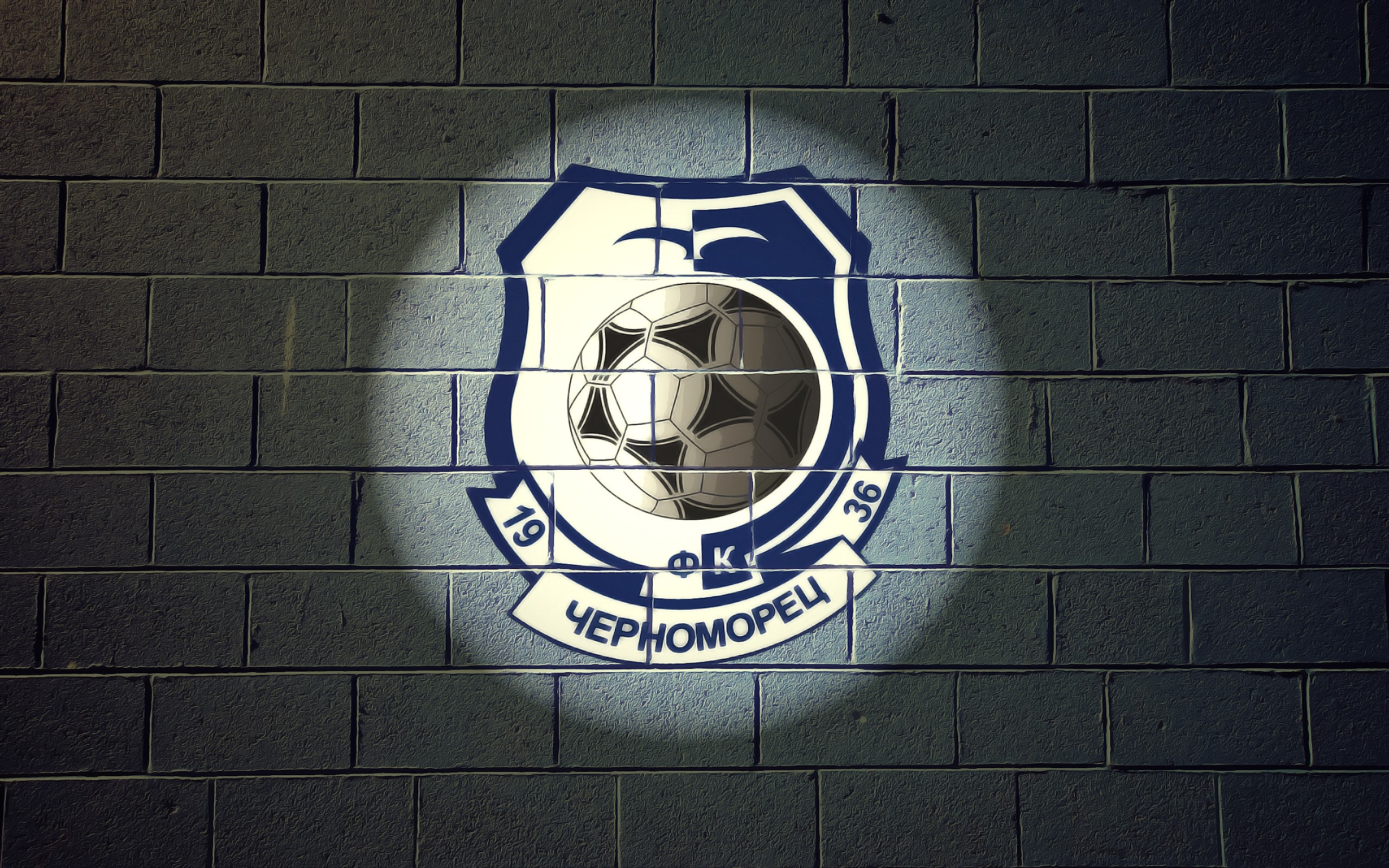 Chernomorets FC logo on a brick wall HD Wallpaper