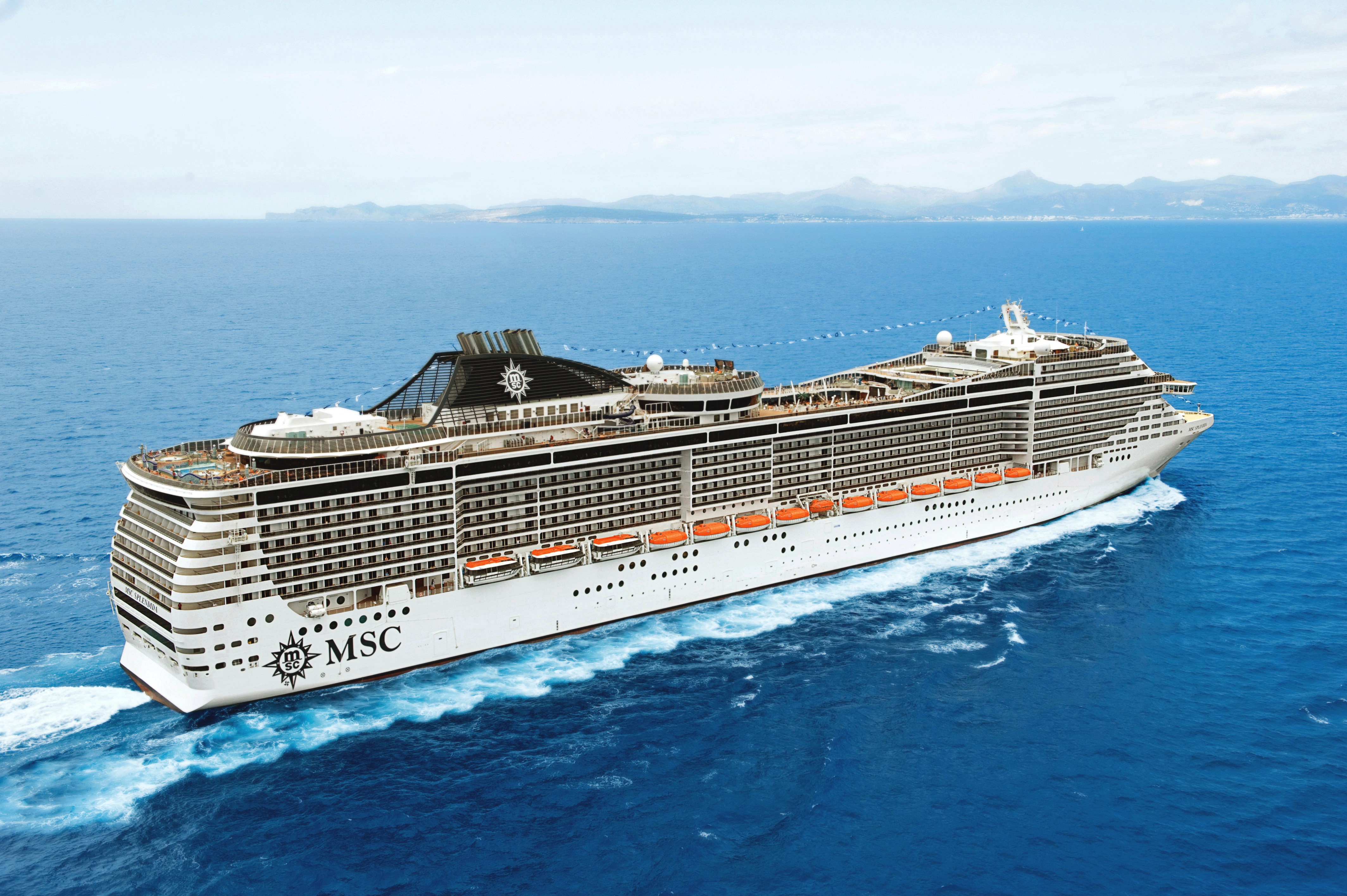 MSC Splendida cruise liner sailing on the ocean HD Wallpaper