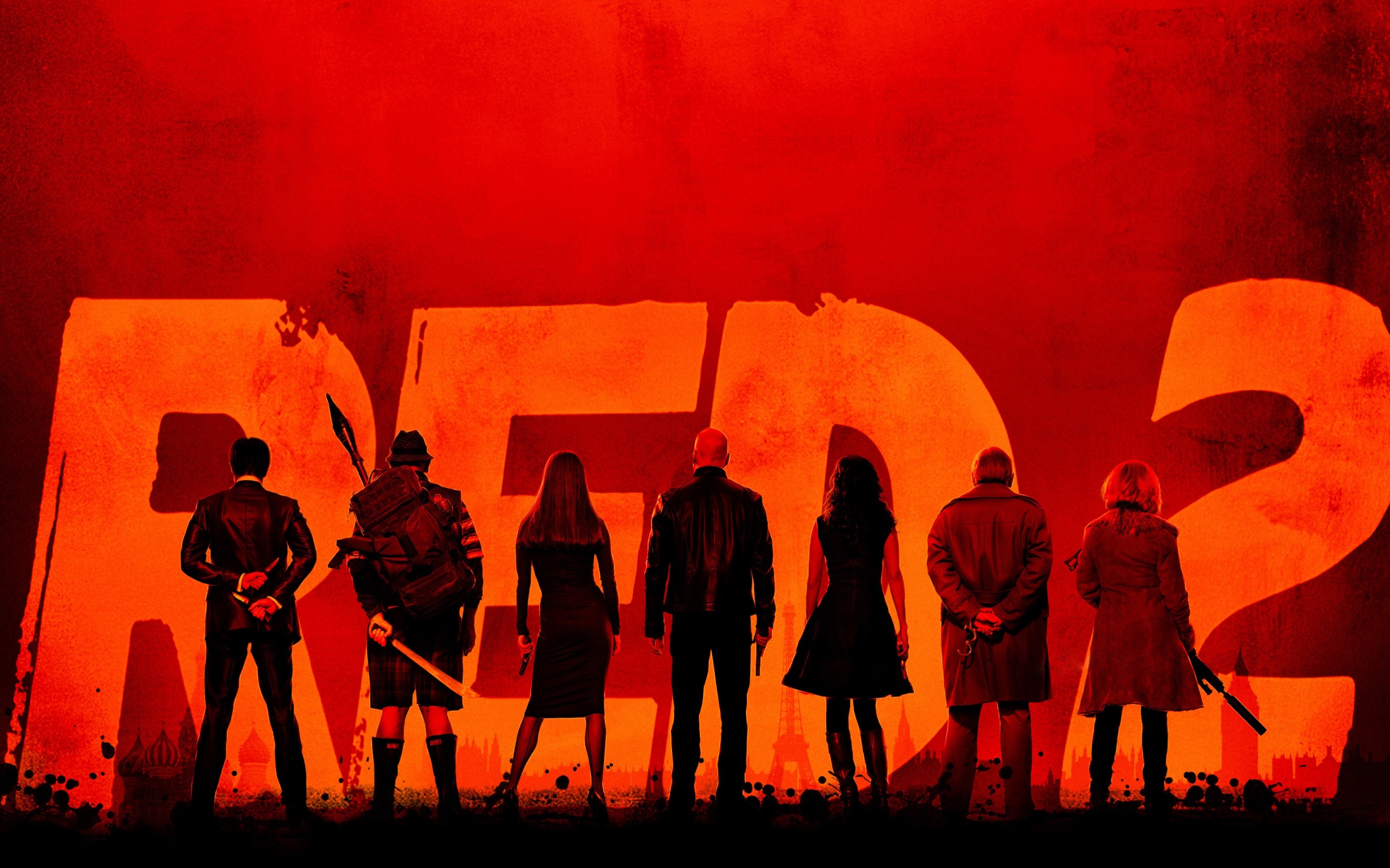 RED 2 movie poster with cast HD Wallpaper