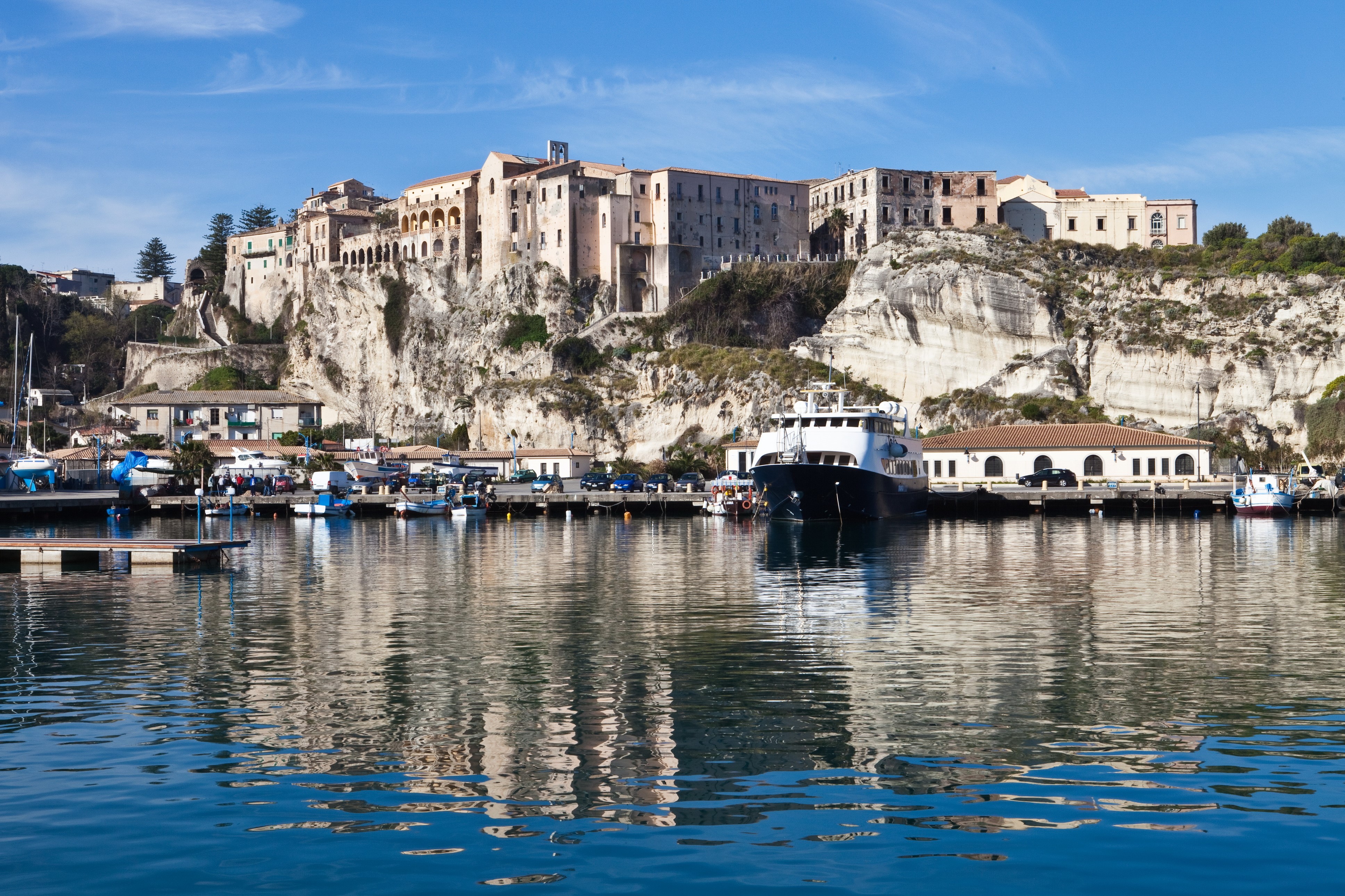 Tropea, Italy Coastline with Marina and Buildings HD Wallpaper