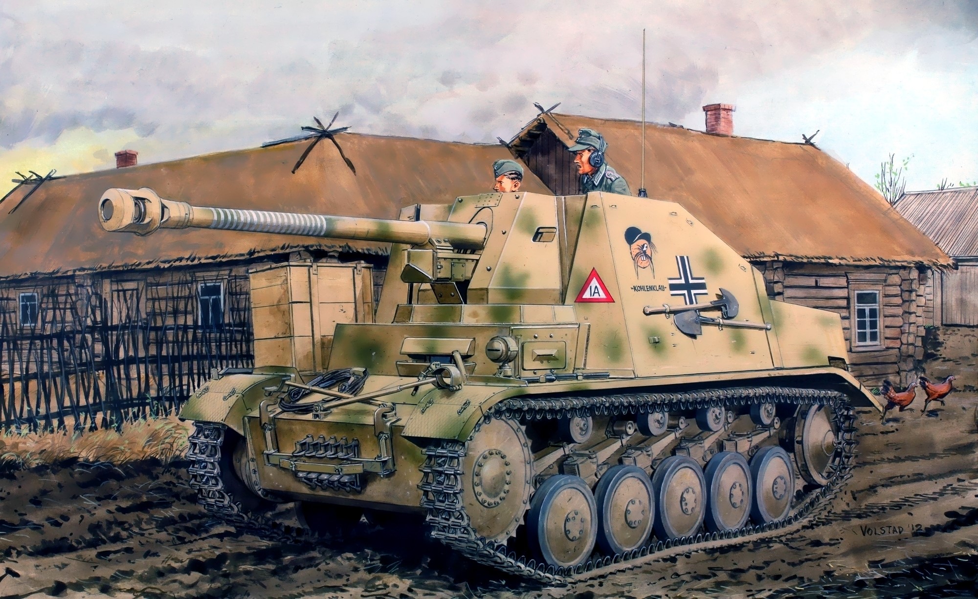 Sd.Kfz.131 SPG painting with German soldiers HD Wallpaper