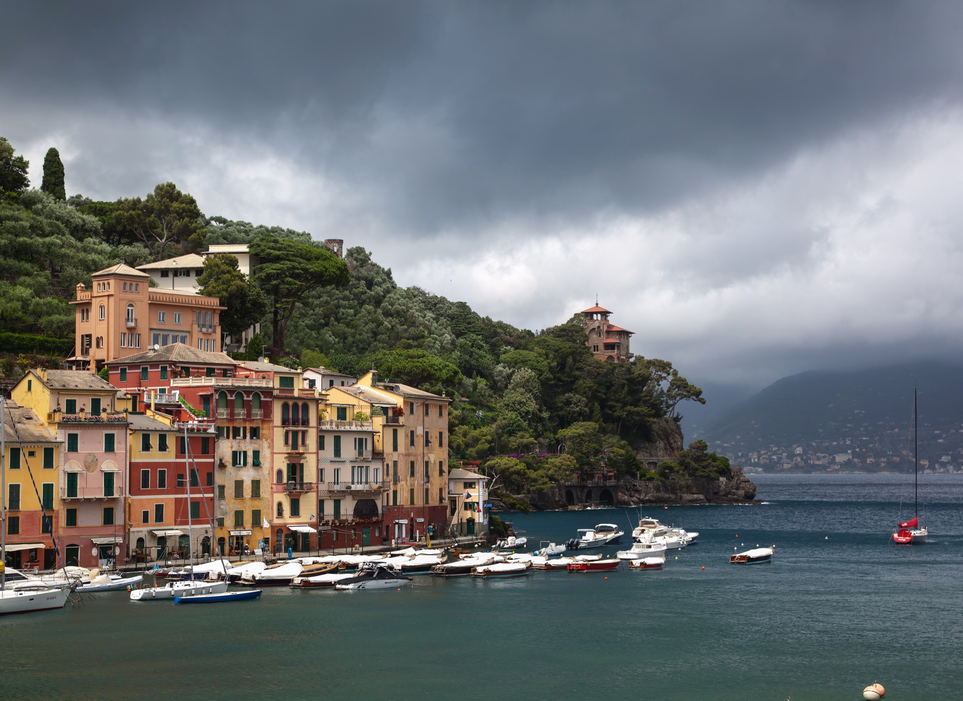 Portofino, Italy Coastline with Colorful Houses and Boats HD Wallpaper