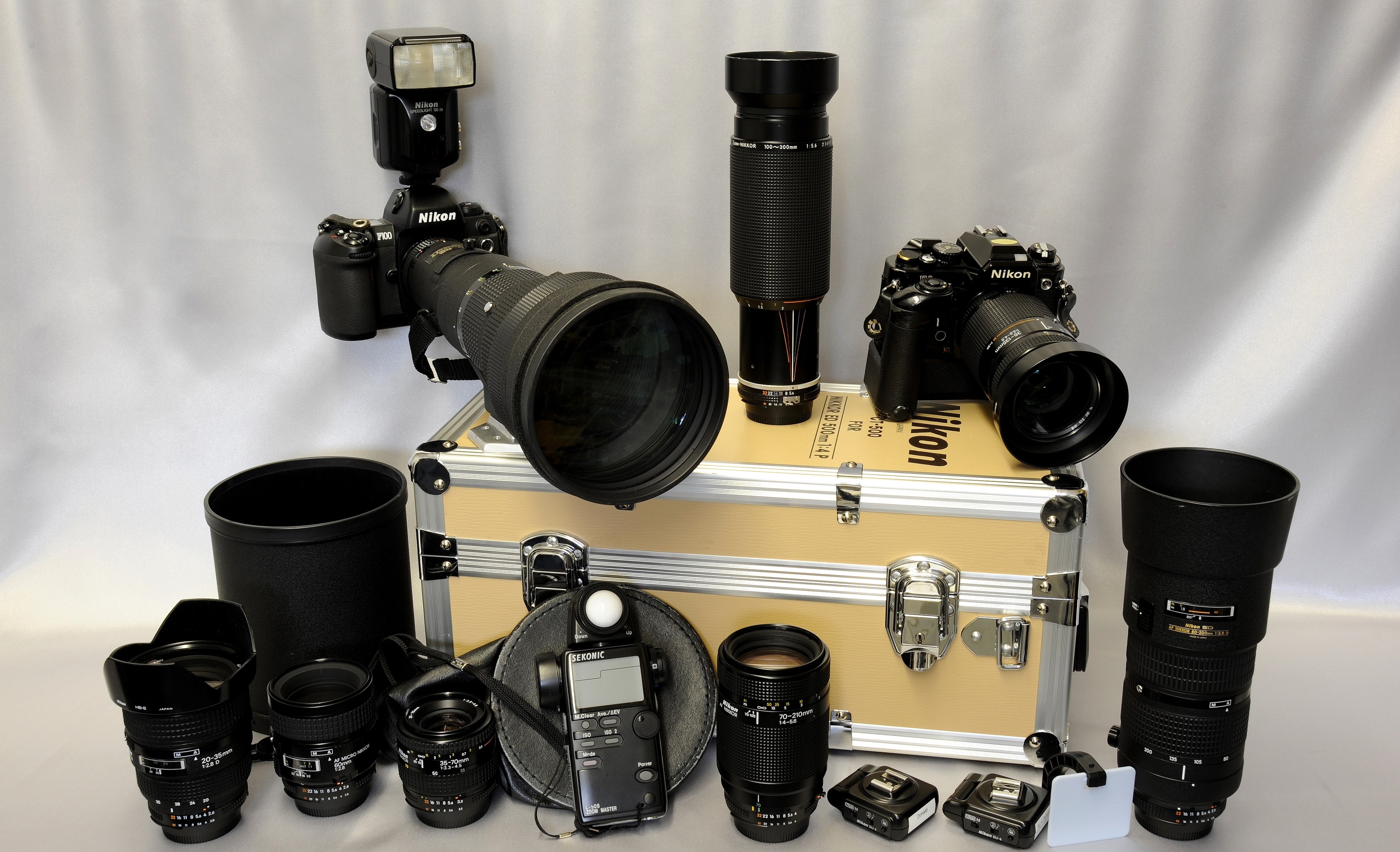 Nikon Cameras and Lenses with Case HD Wallpaper
