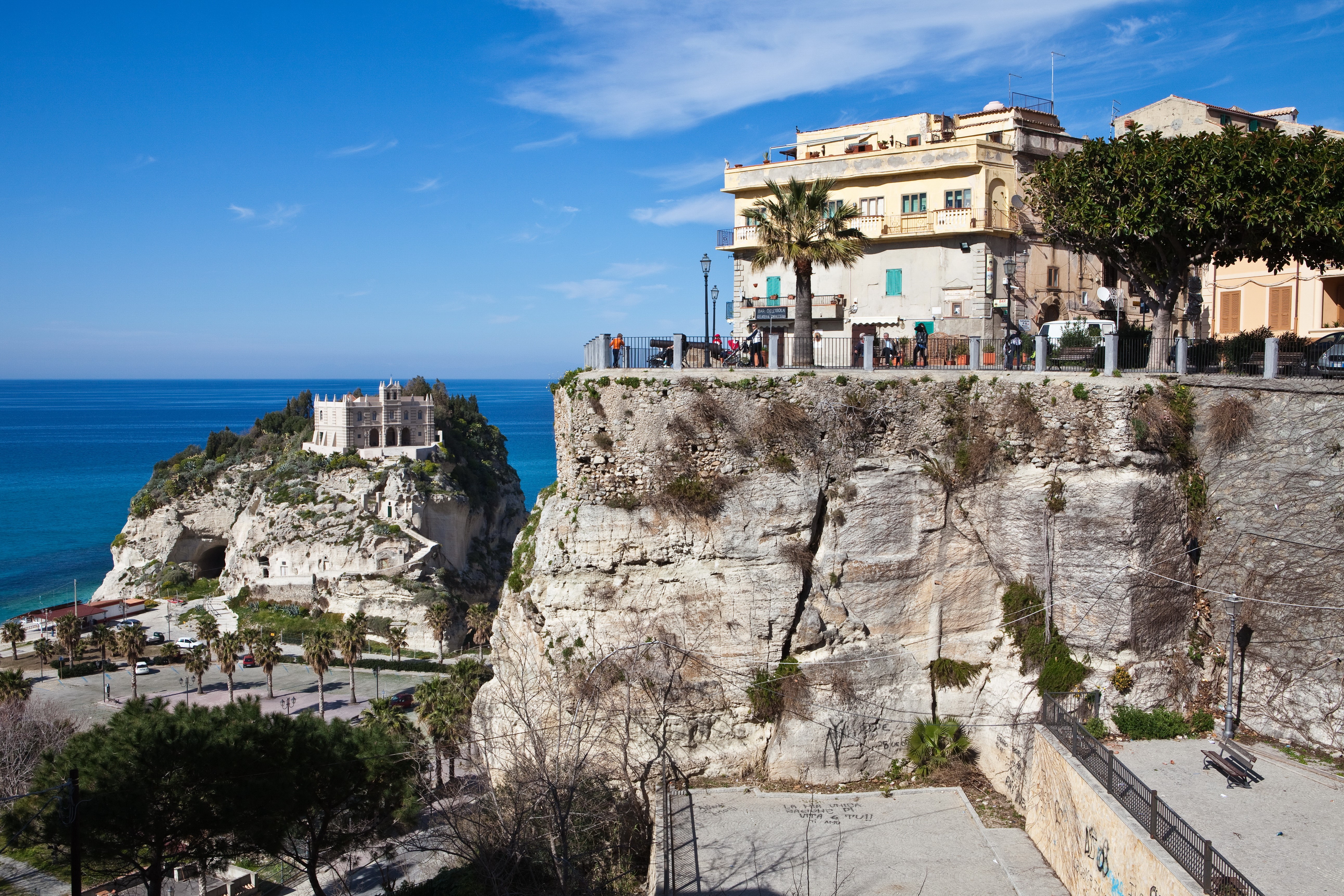 Tropea, Italy: Sanctuary on a rocky crag overlooking the sea HD Wallpaper