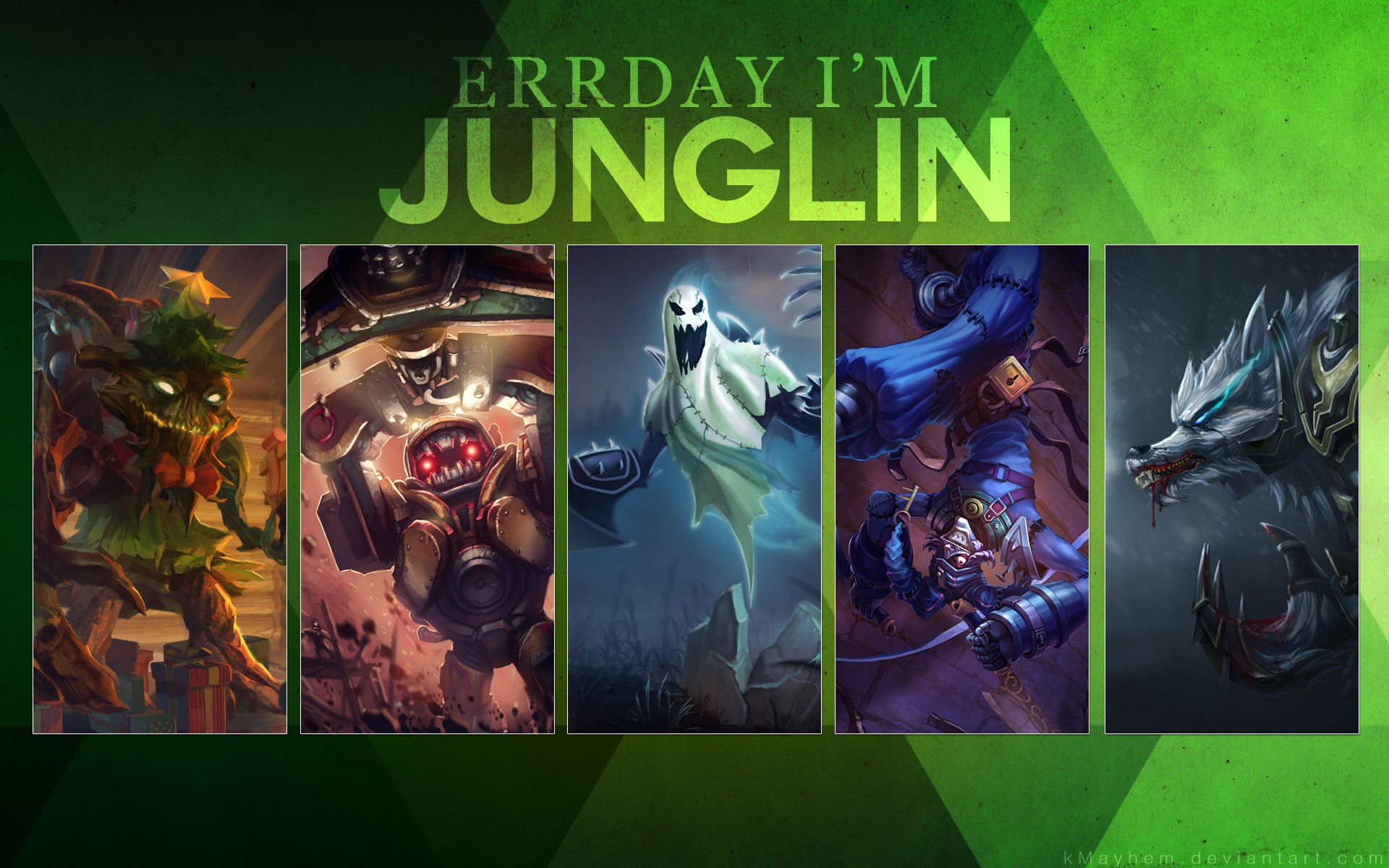 League of Legends Junglers with Text HD Wallpaper