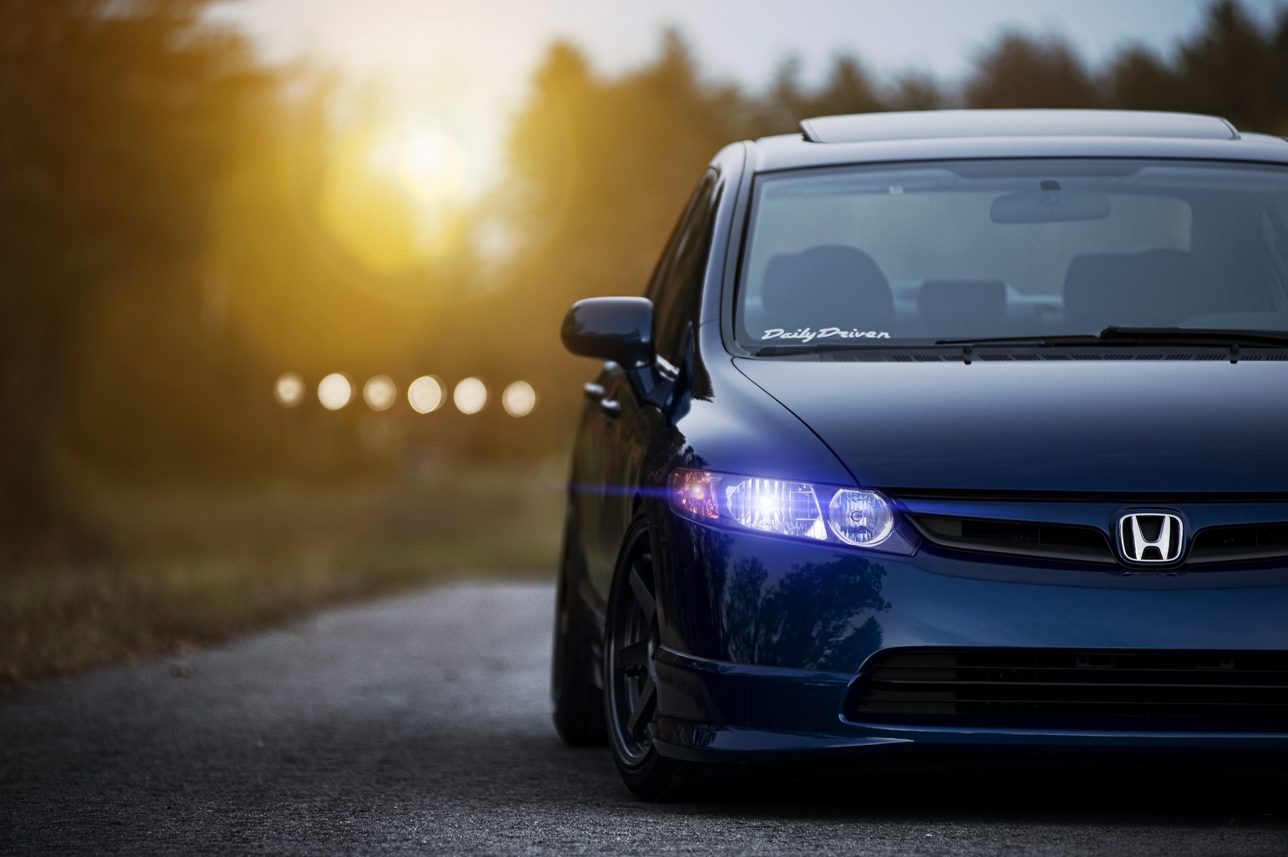Blue Honda Civic Sedan HD Wallpaper