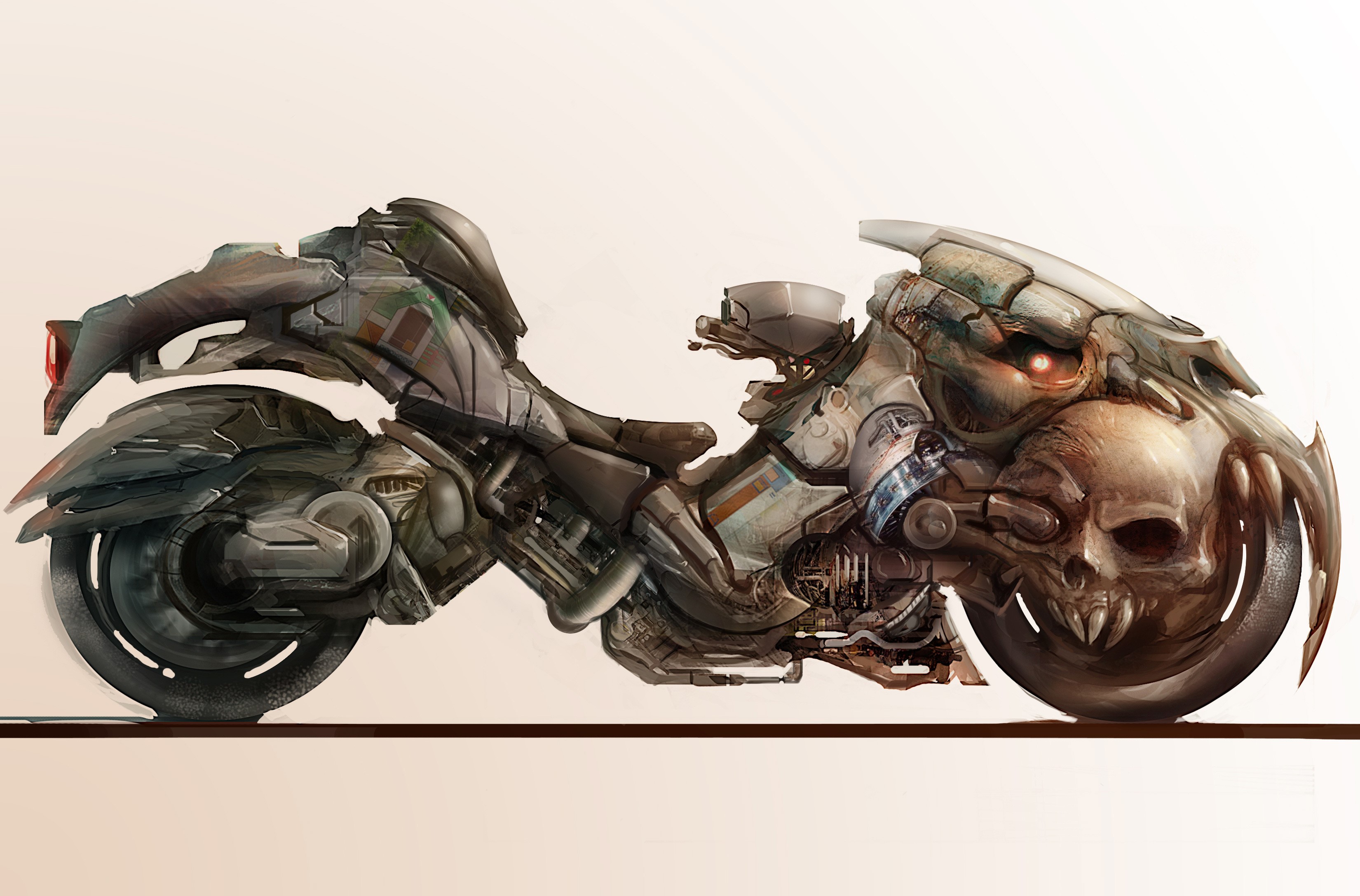Fantasy skull motorcycle concept art HD Wallpaper