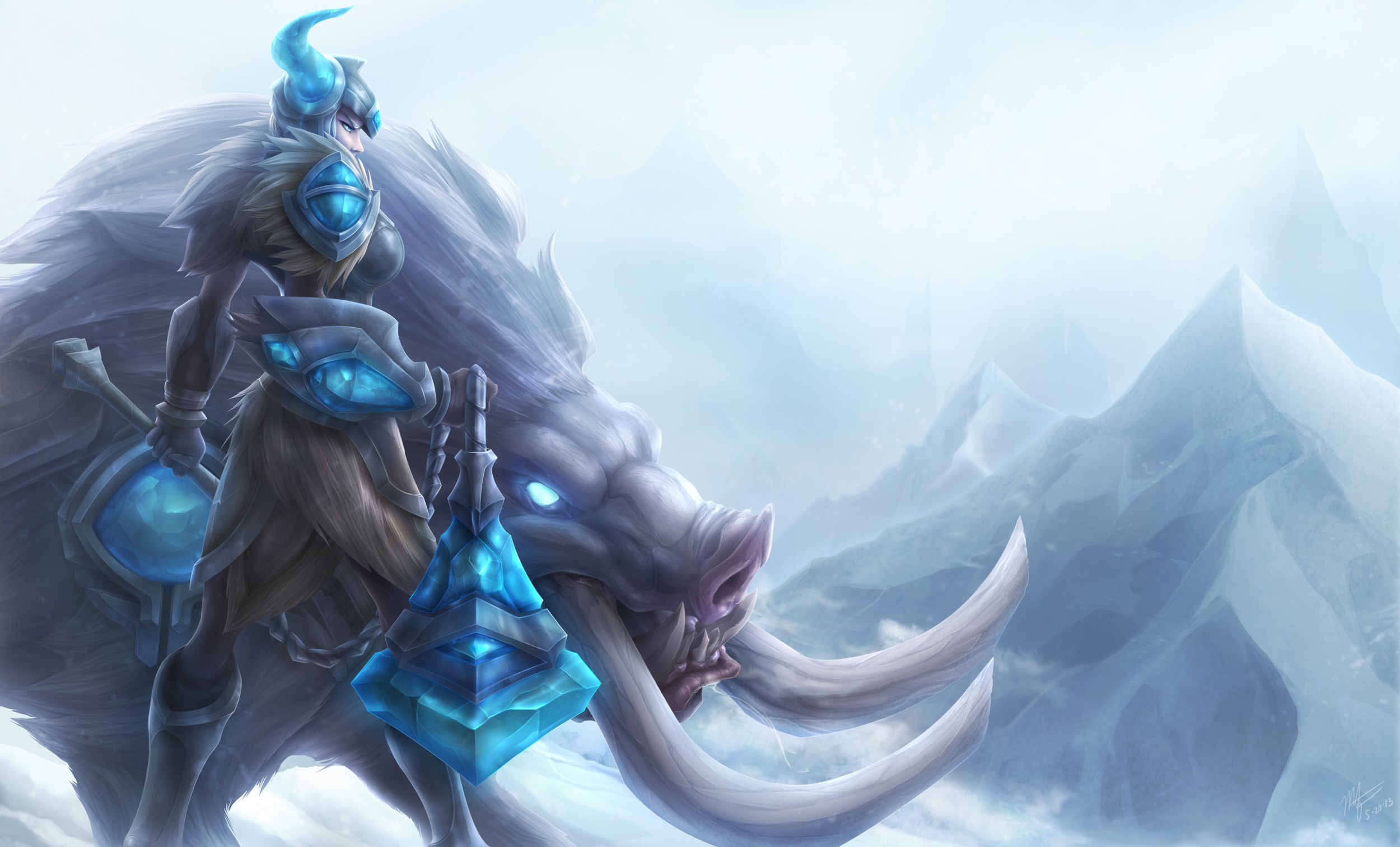 Sejuani from League of Legends on a boar HD Wallpaper