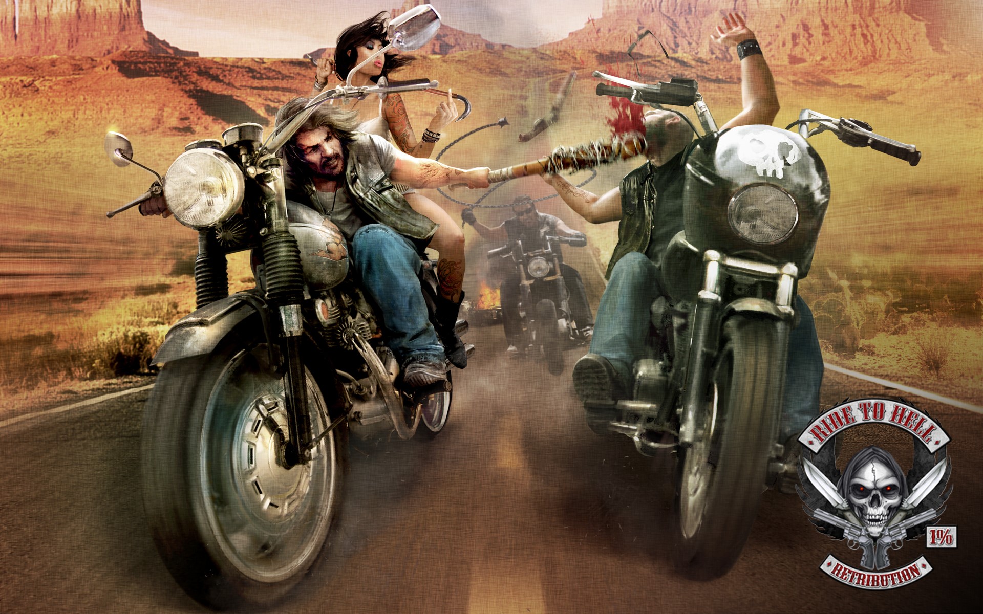 Ride to Hell: Retribution biker fight HD Wallpaper