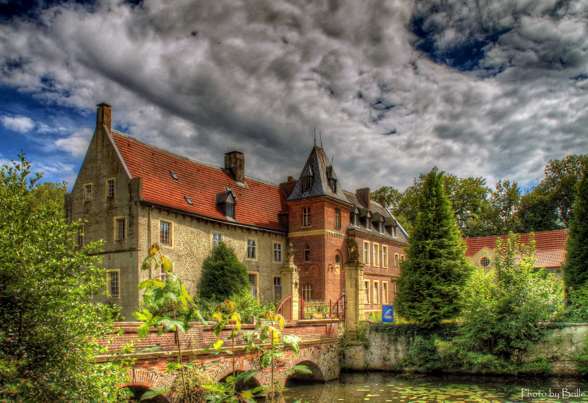 Castle in Germany with dramatic clouds HD Wallpaper