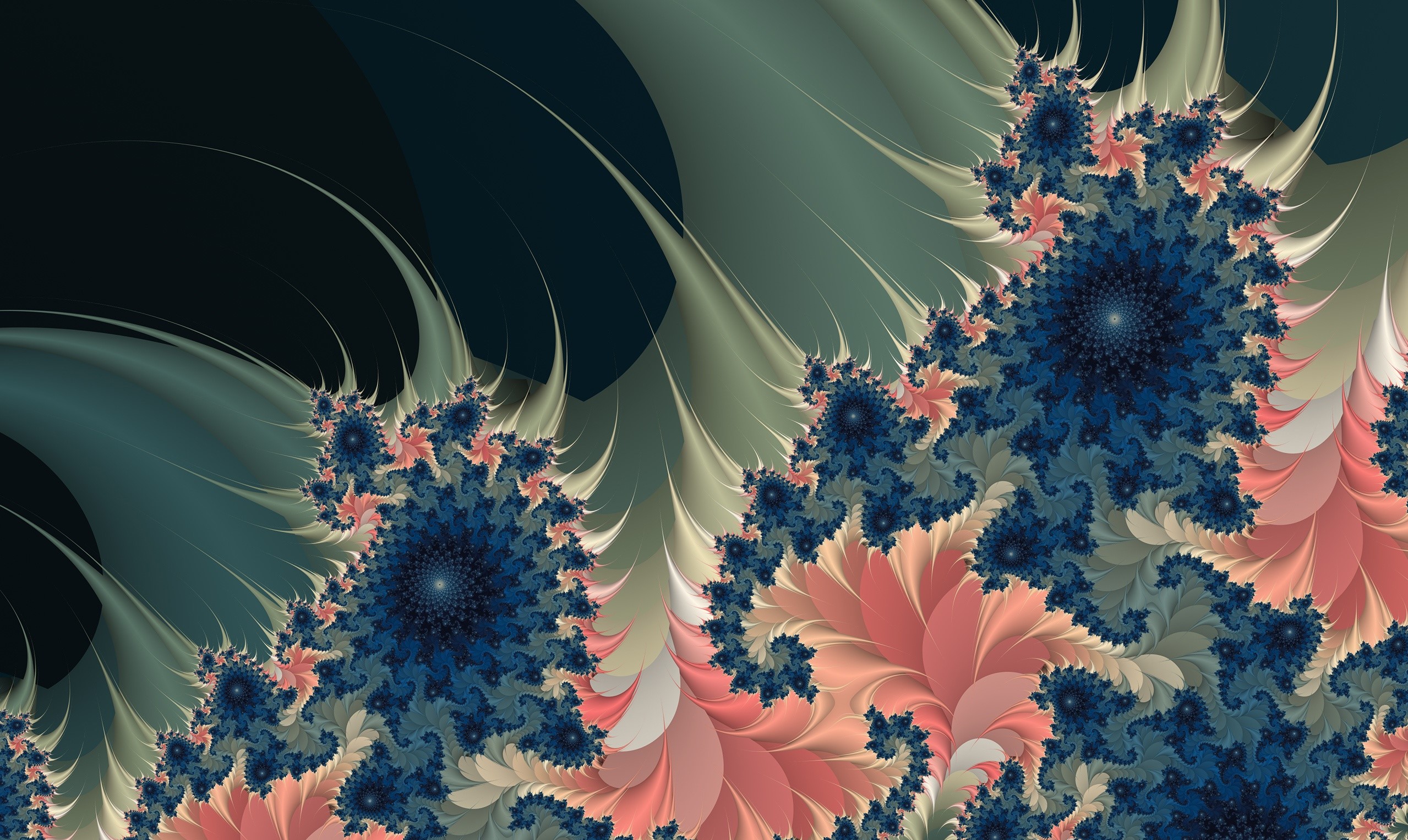 Fractal Abstraction with Blue and Pink Tones HD Wallpaper