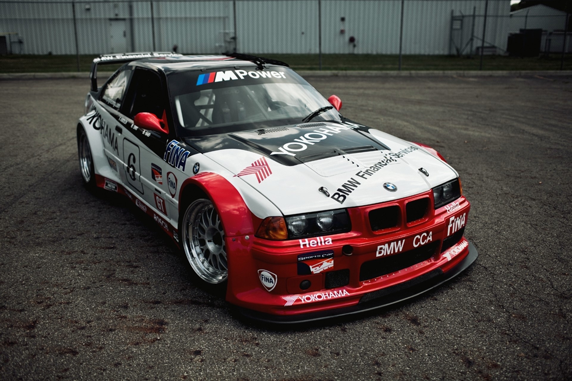 BMW M3 E36 race car with Yokohama and BMW Financial Service livery HD Wallpaper