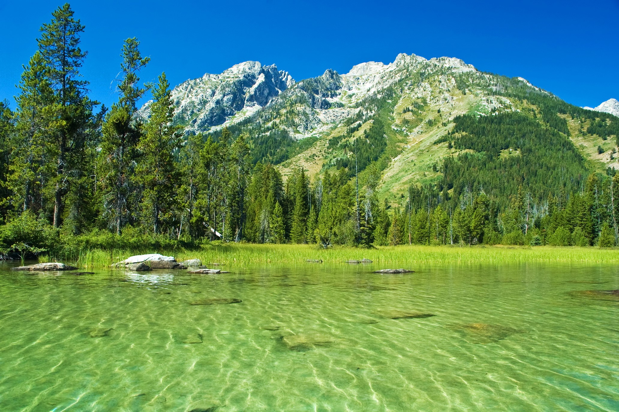 Grand Teton Mountains and Lake in USA HD Wallpaper