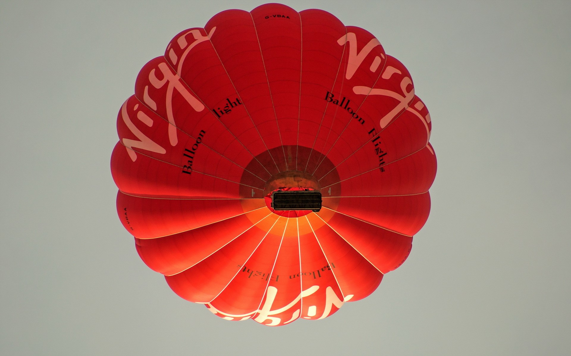 Red Virgin Balloon Flights hot air balloon from below HD Wallpaper