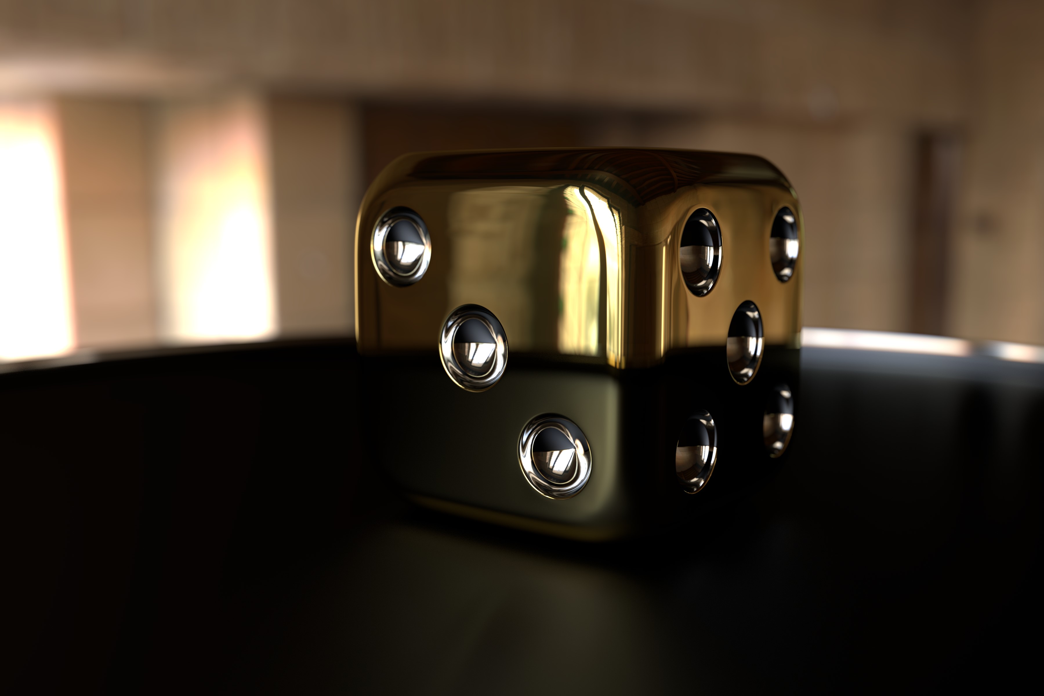 Golden die with visible pips HD Wallpaper