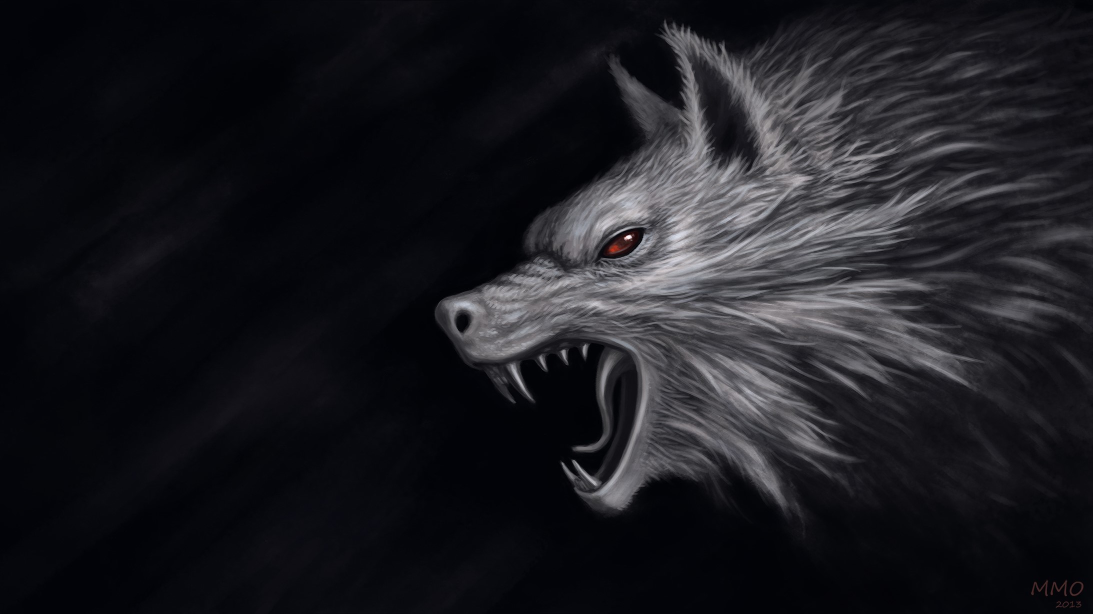 Close-up of a snarling wolf's head HD Wallpaper