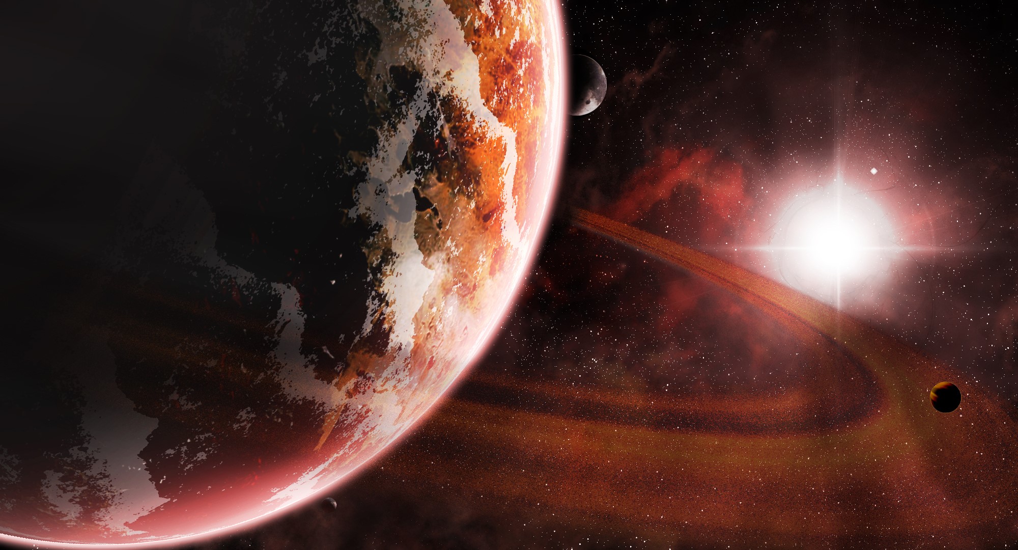 Planets and a star in deep space HD Wallpaper