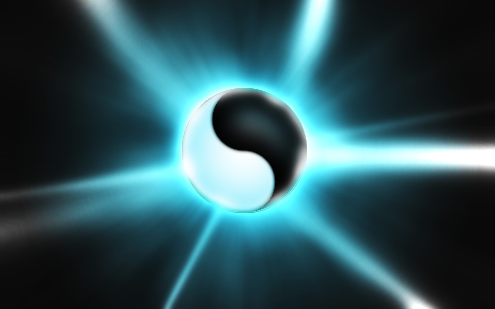Yin-Yang ball with glowing blue light HD Wallpaper
