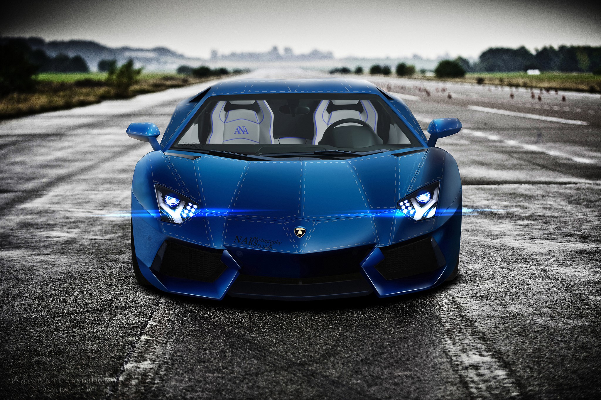 Blue Lamborghini Aventador LP700-4 by Aksyonov Nikita Andreevich HD Wallpaper