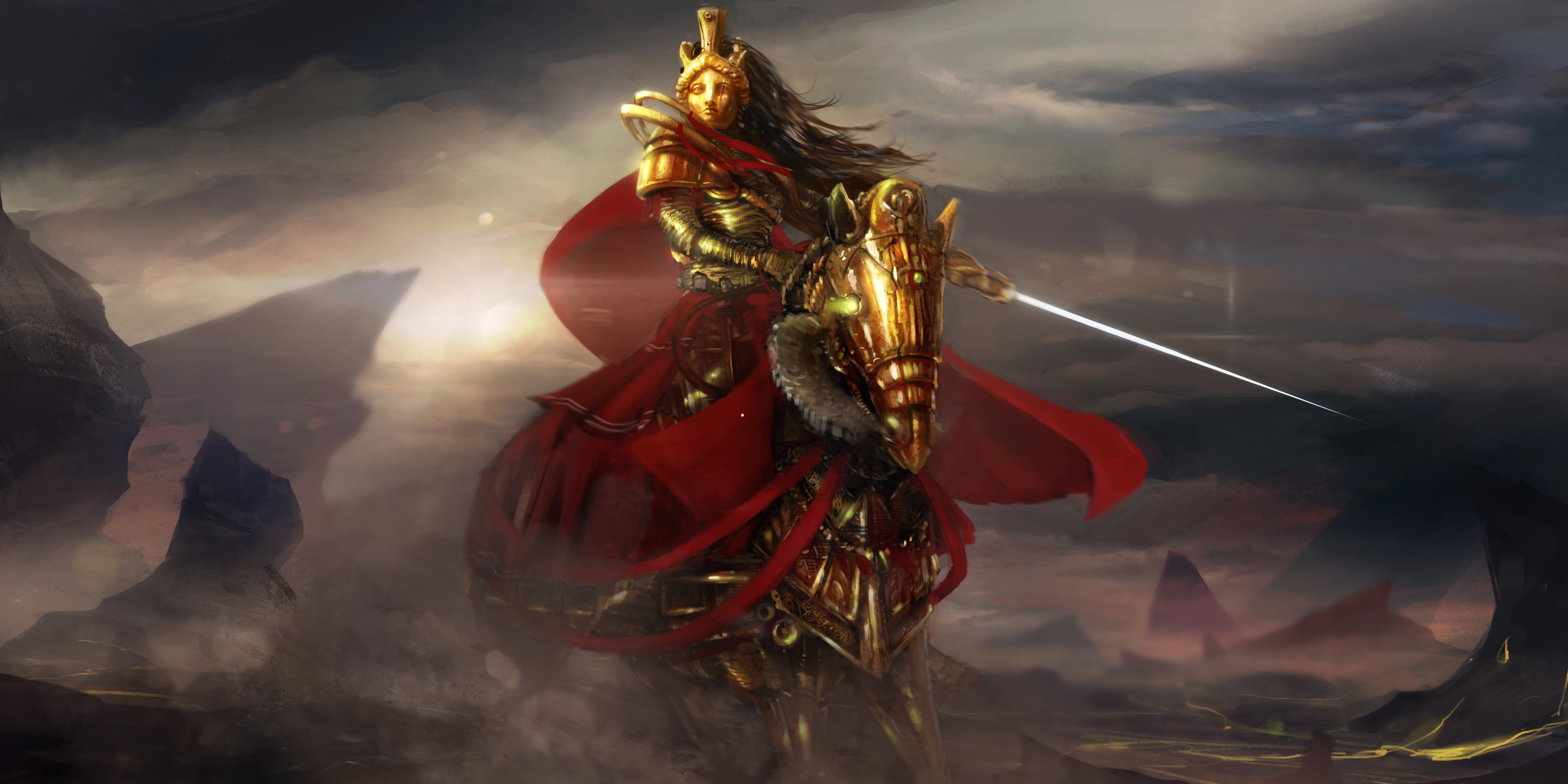 4K Warriors on Horses in Armor HD Wallpaper