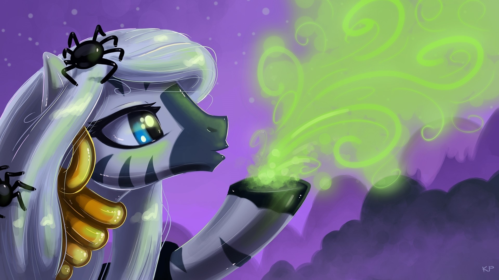 Zecora from My Little Pony blowing green smoke HD Wallpaper