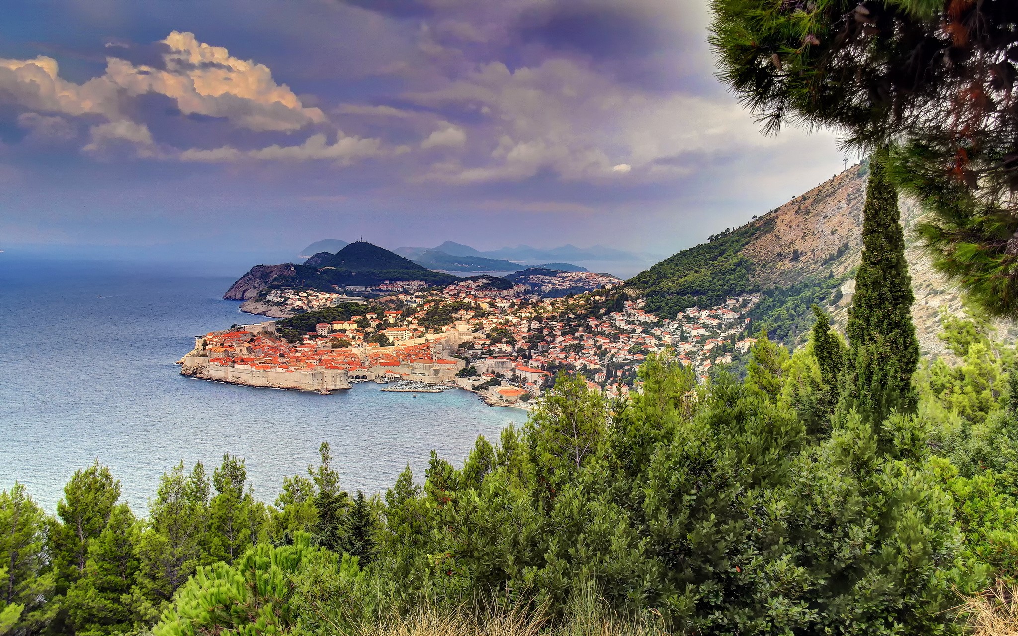 Dubrovnik, Croatia Coastline with Mountains and Sea HD Wallpaper
