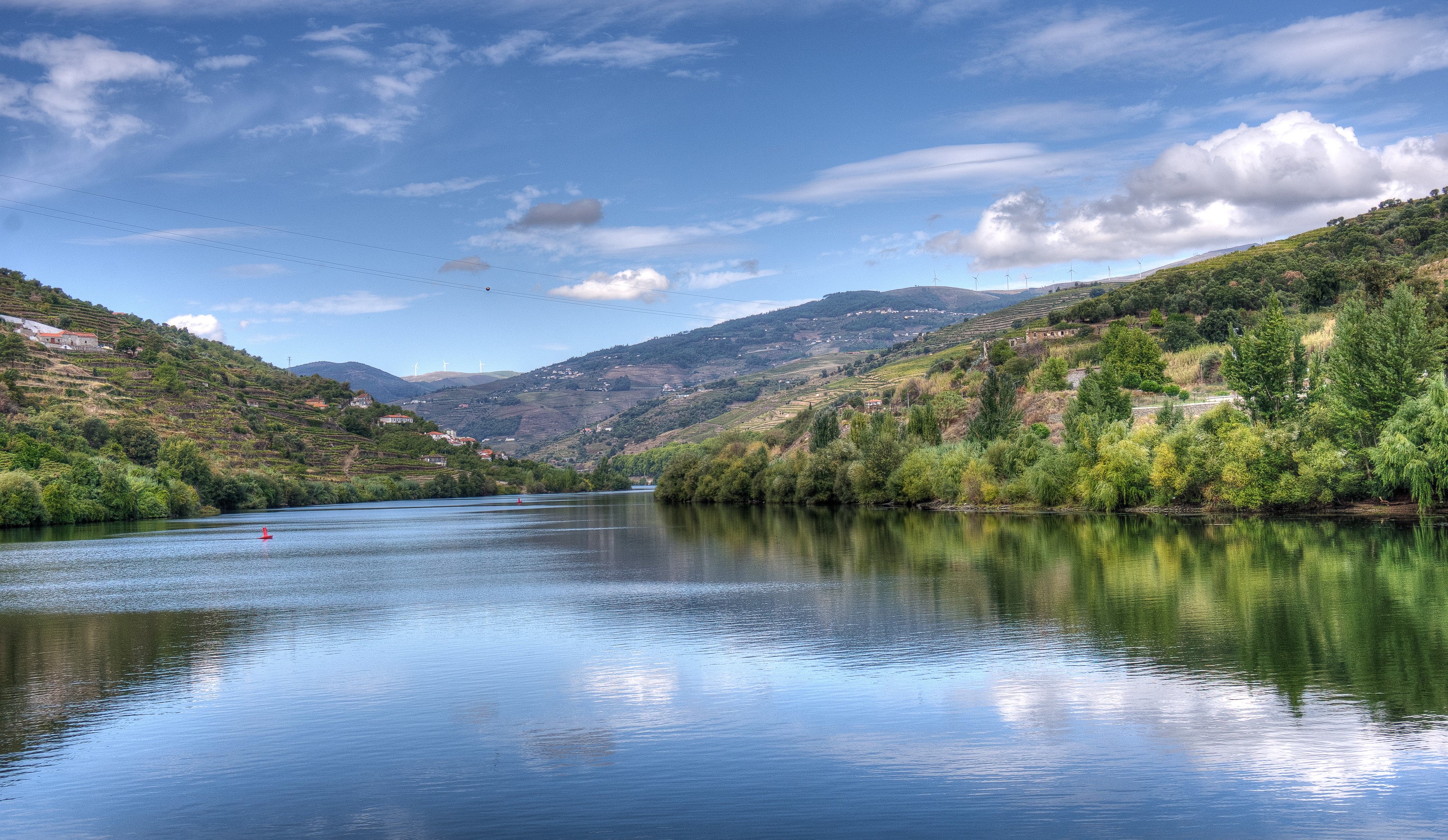 Douro River in Portugal with Vineyards on Hillsides HD Wallpaper