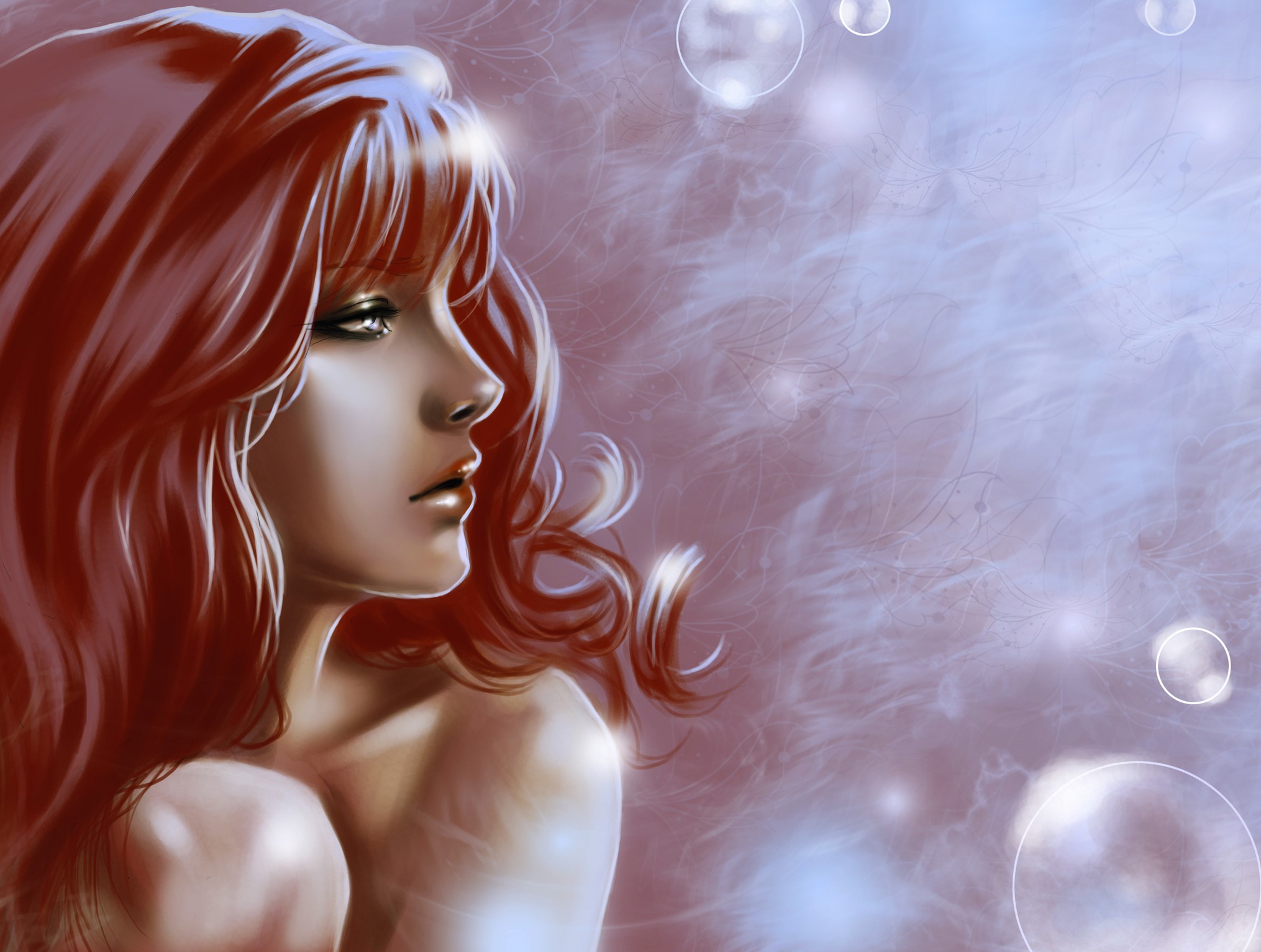 Painting of a Redhead Girl HD Wallpaper