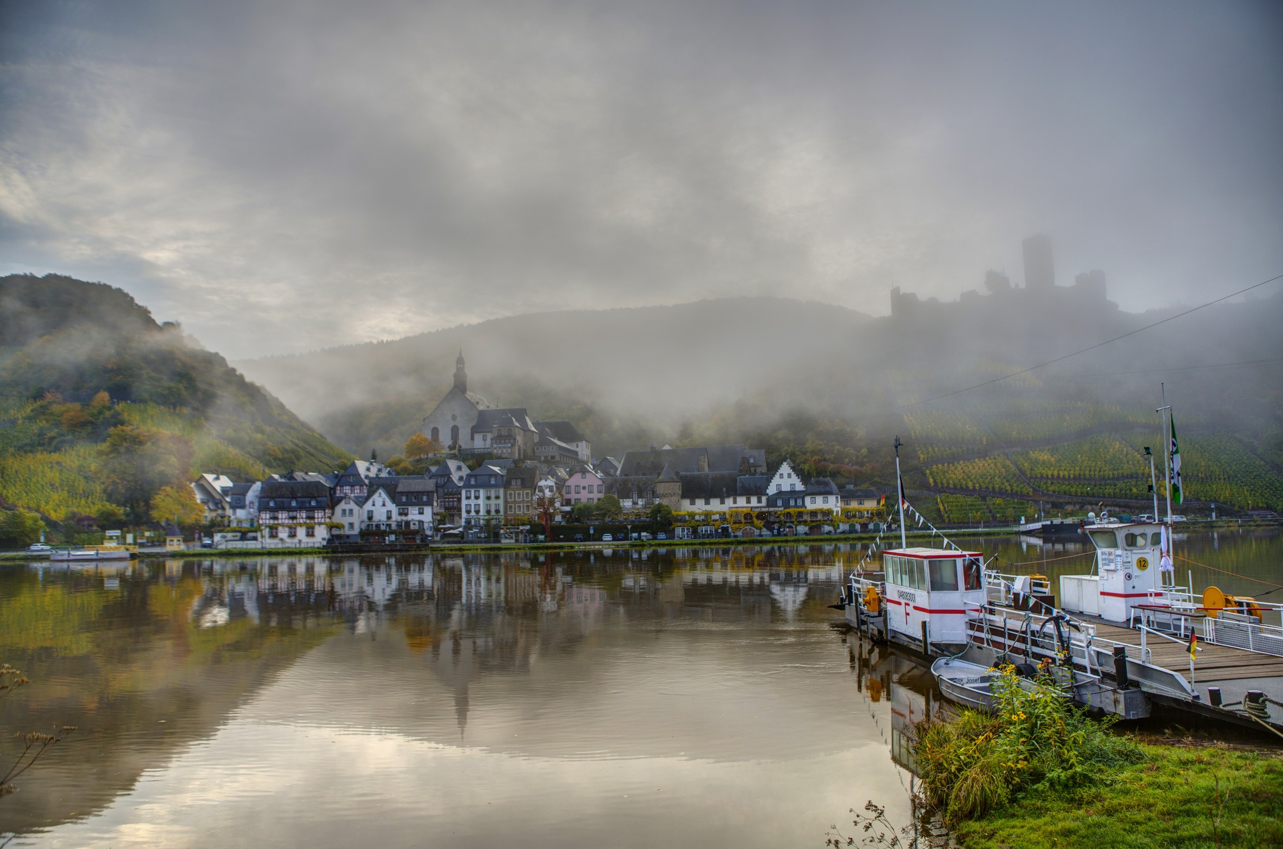 Ellenz-Poltersdorf, Germany, River, Fog, Castle HD Wallpaper