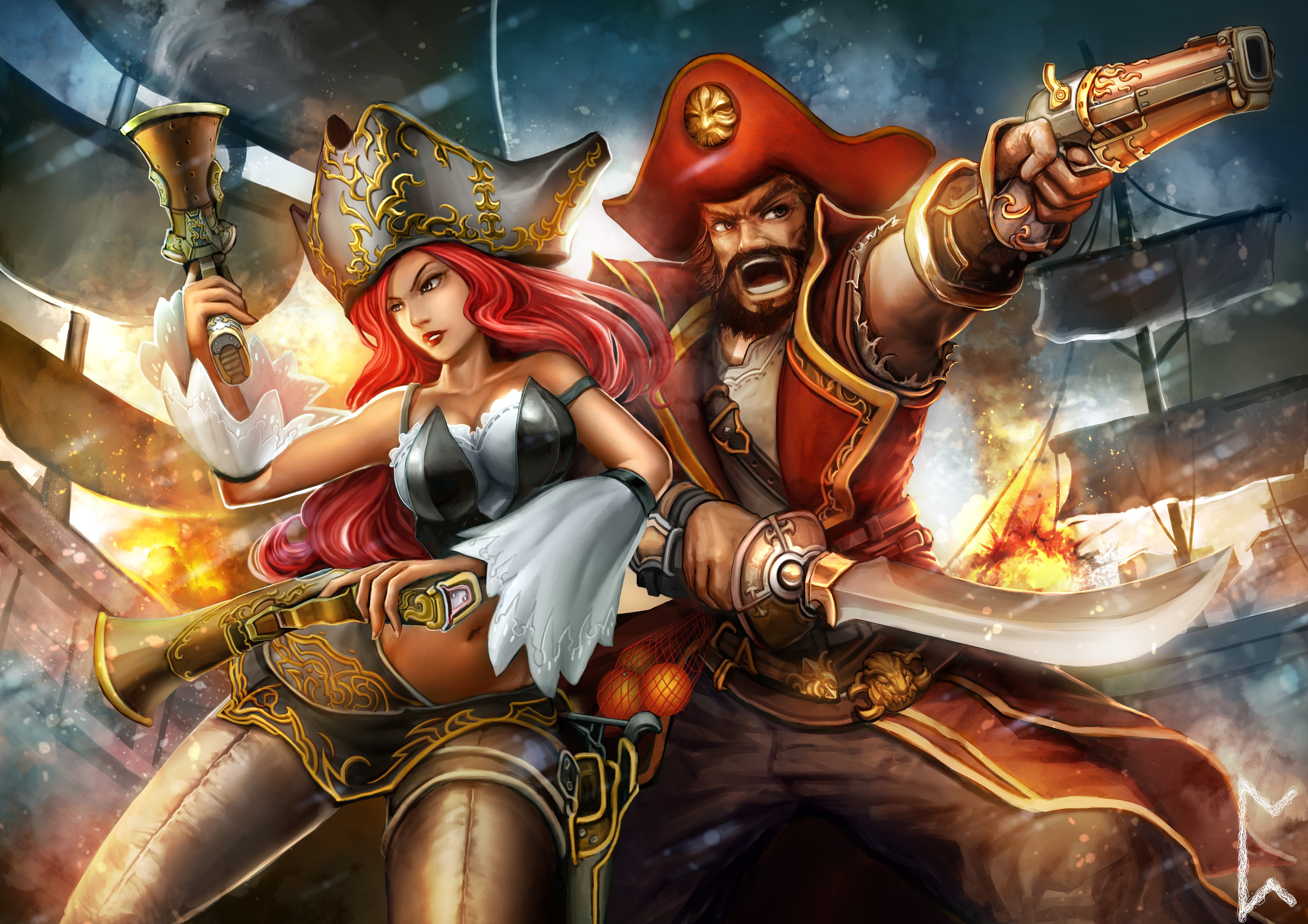 4K Pirates with Pistols and Sabre HD Wallpaper