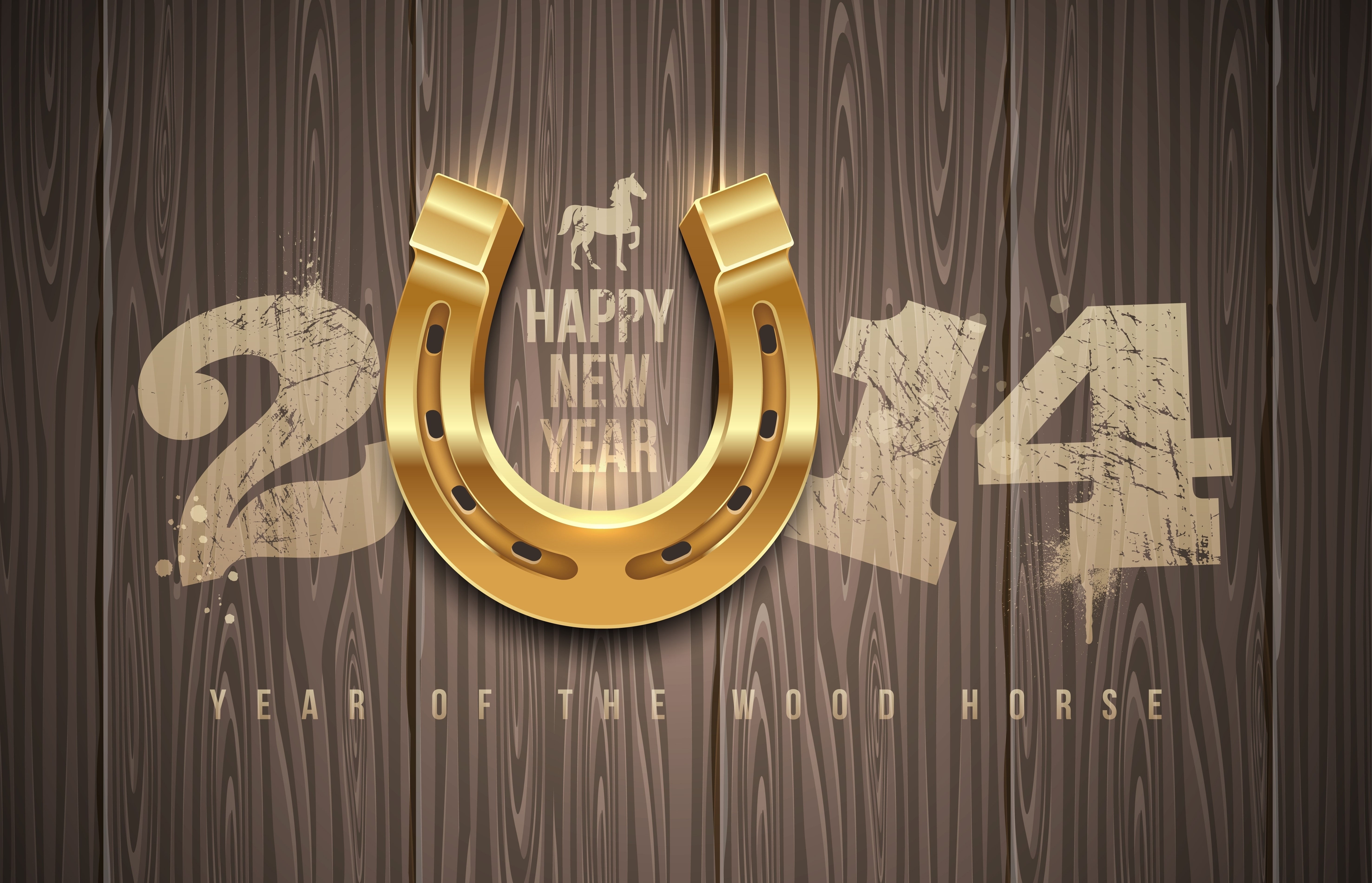 Happy New Year 2014 Year of the Wood Horse HD Wallpaper