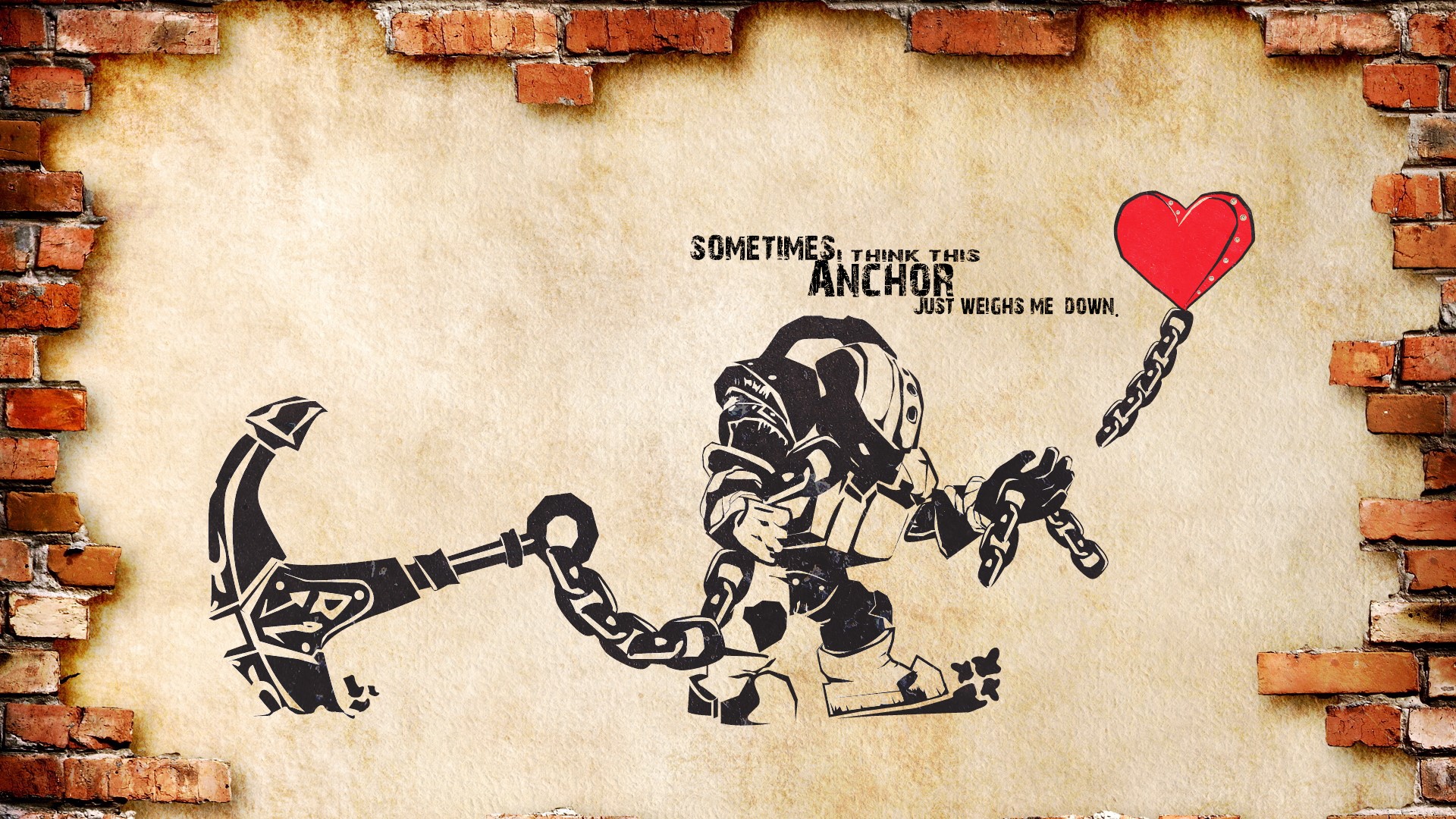 Nautilus from League of Legends with anchor and heart HD Wallpaper