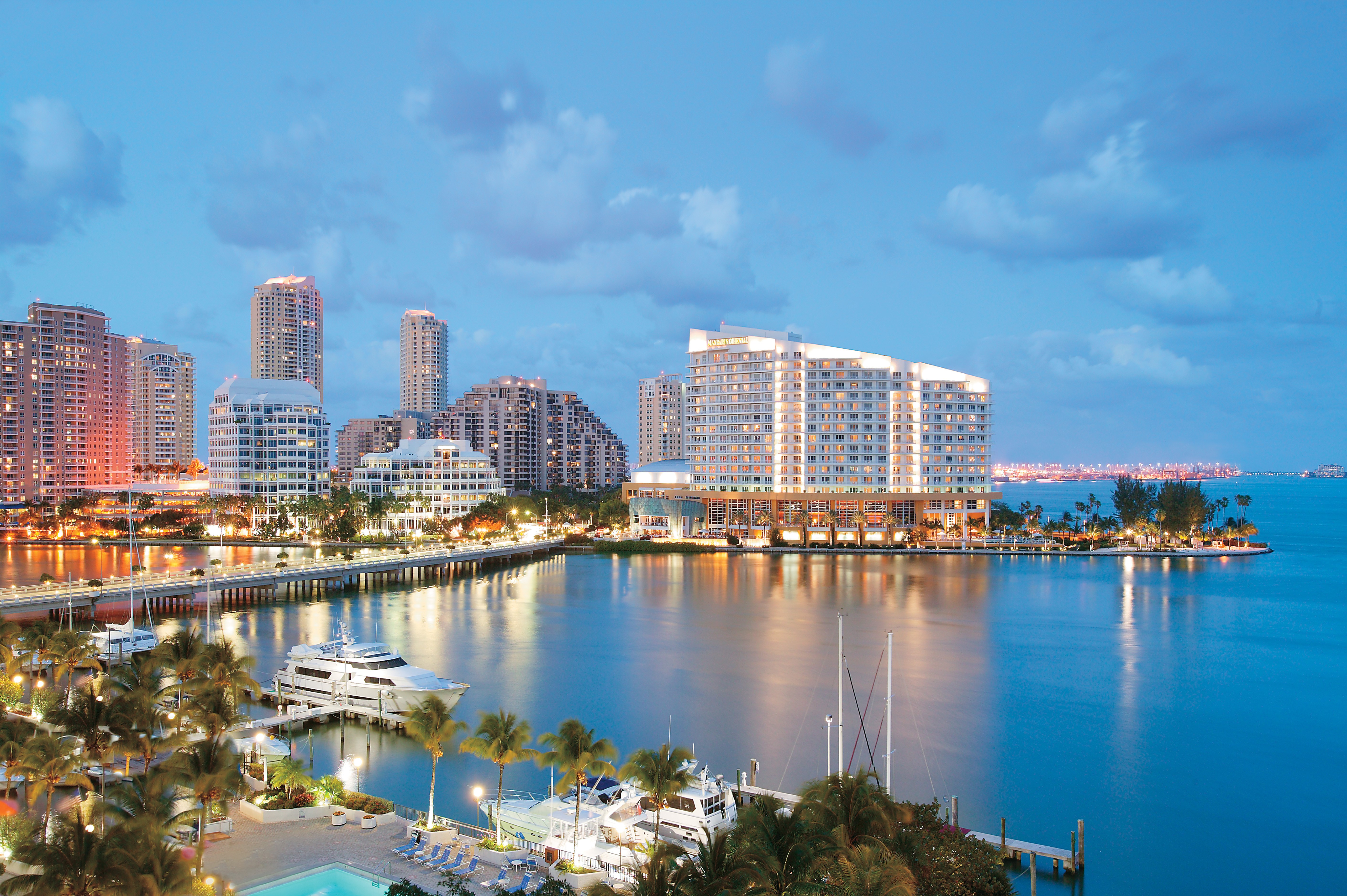 Miami Skyline and Waterfront at Dusk HD Wallpaper