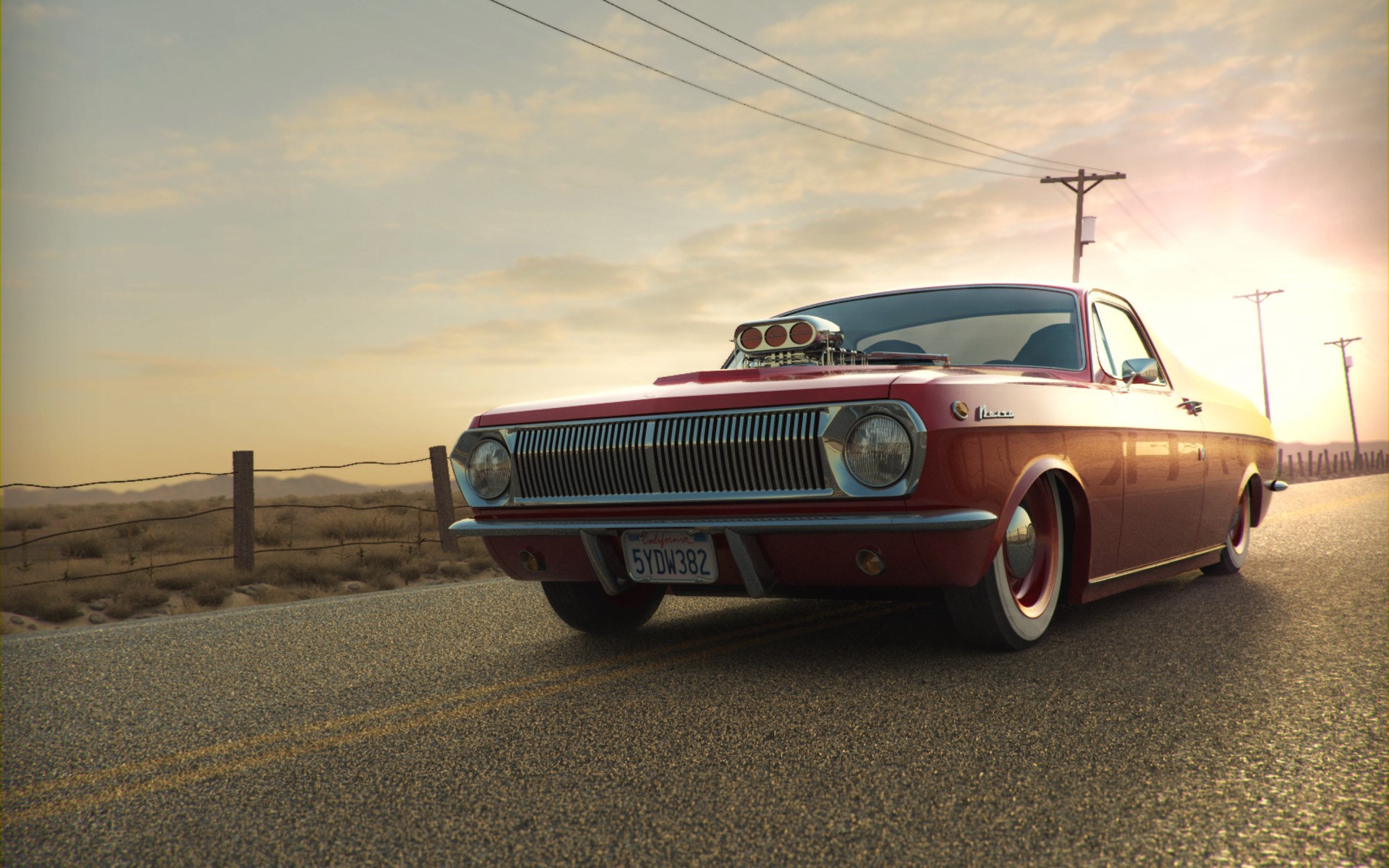 Tuned GAZ-24 "Volga" car on a road HD Wallpaper