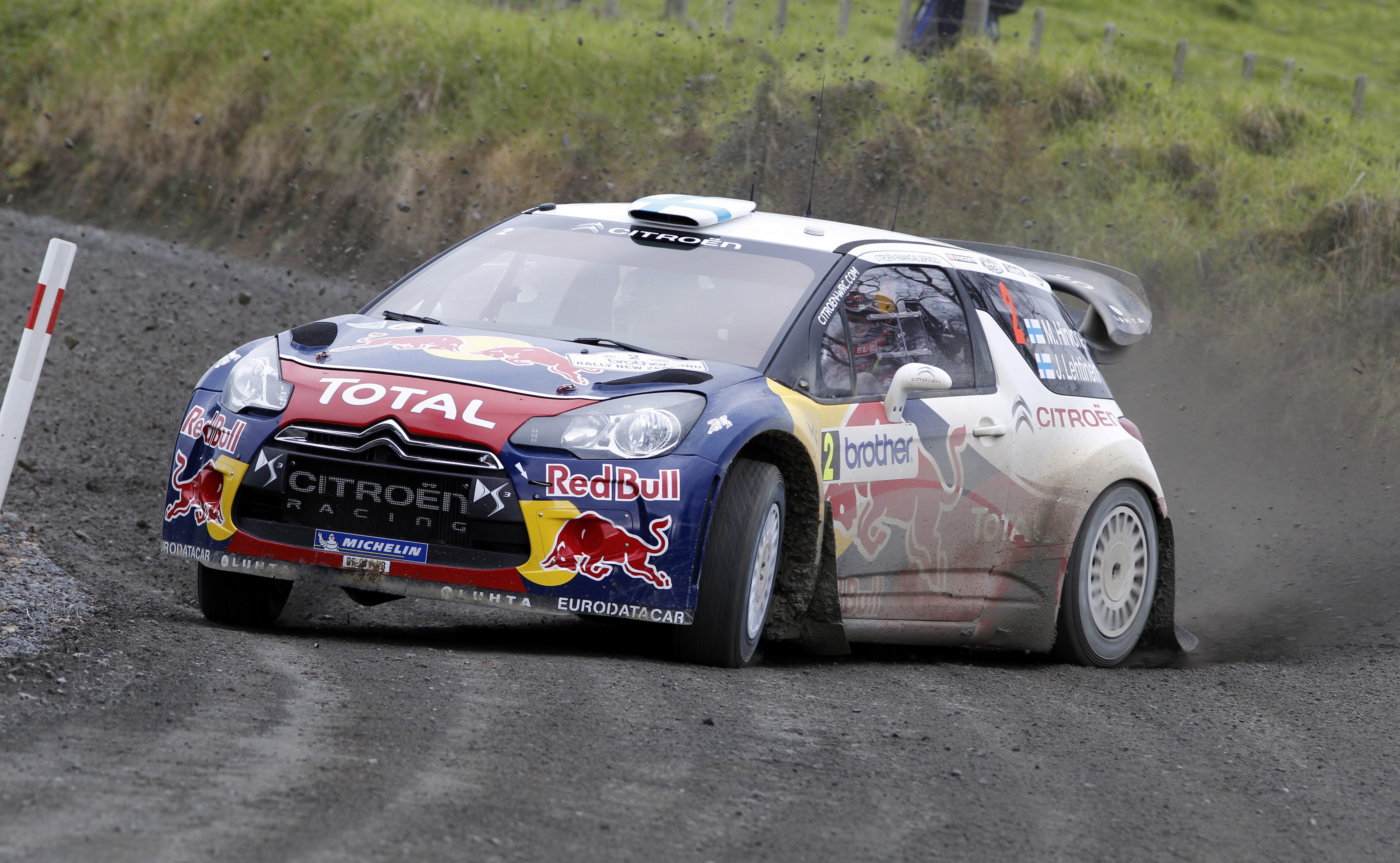 Citroen DS3 WRC car on a dirt track HD Wallpaper