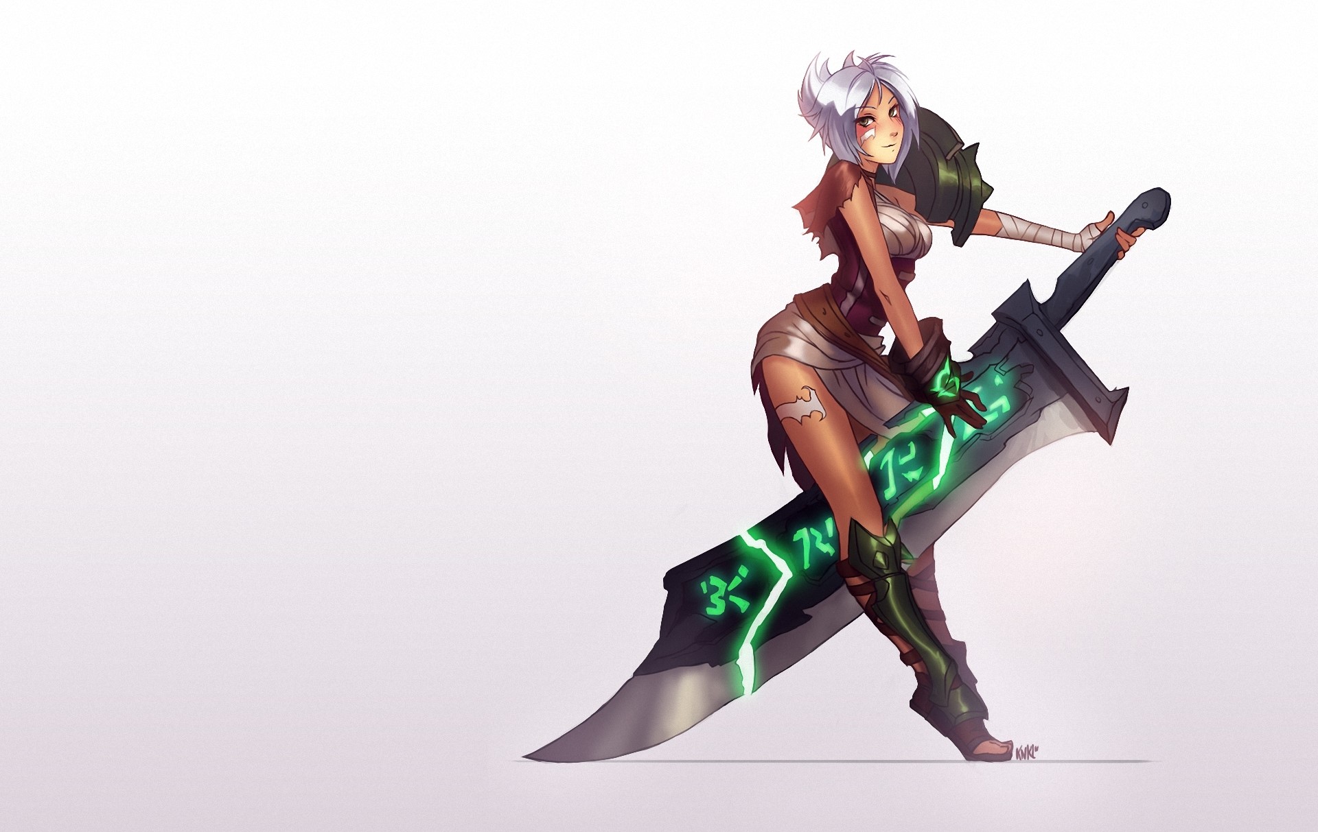 Riven from League of Legends with a large sword HD Wallpaper